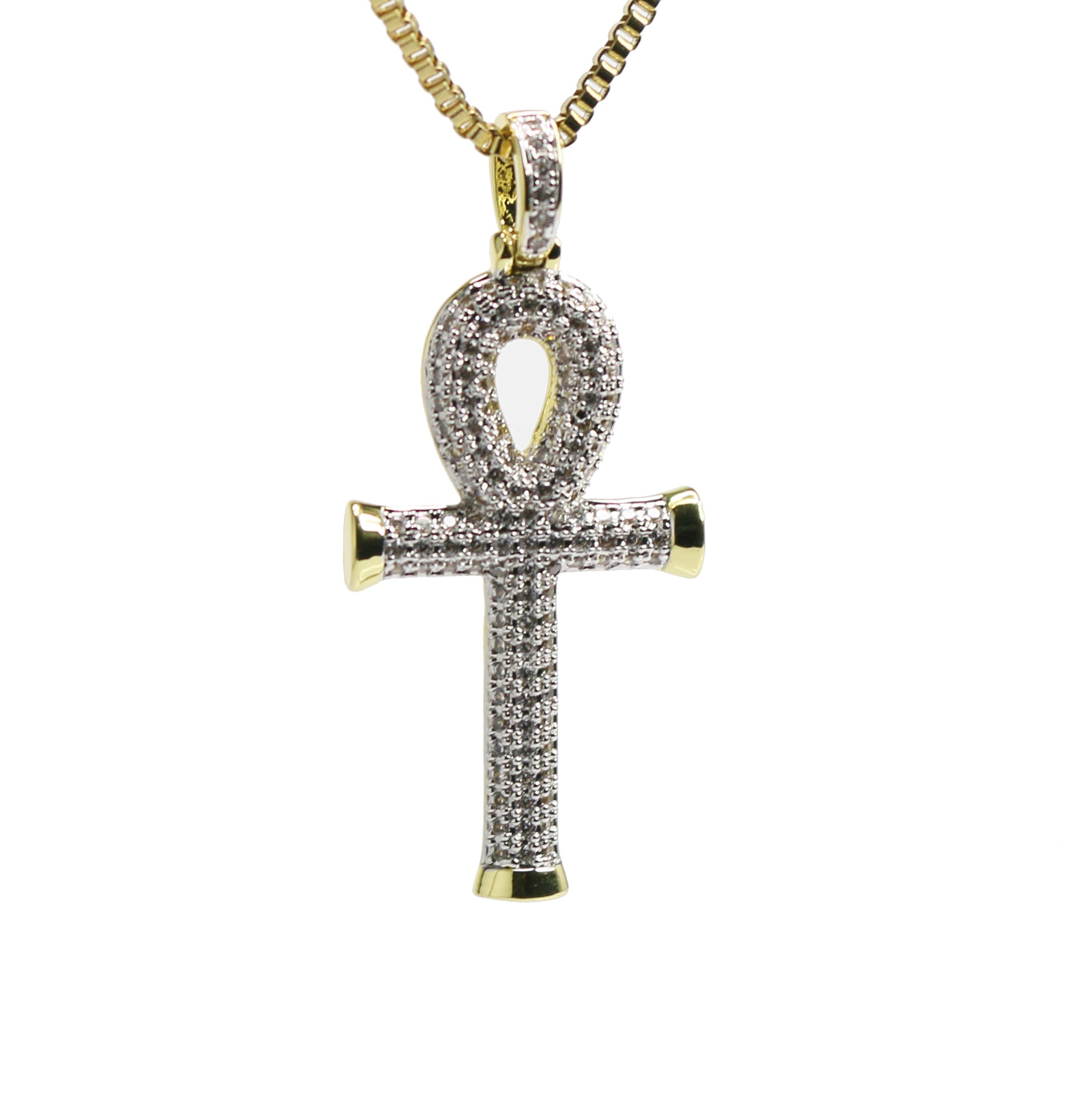 Mini Gold Egyptian Ankh Key Pendant Charm Necklace - Ancient Egyptian Cross Symbol Jewelry for Women & Men - Perfect for Gifts, Spiritual Protection & Boho Fashion Accessories