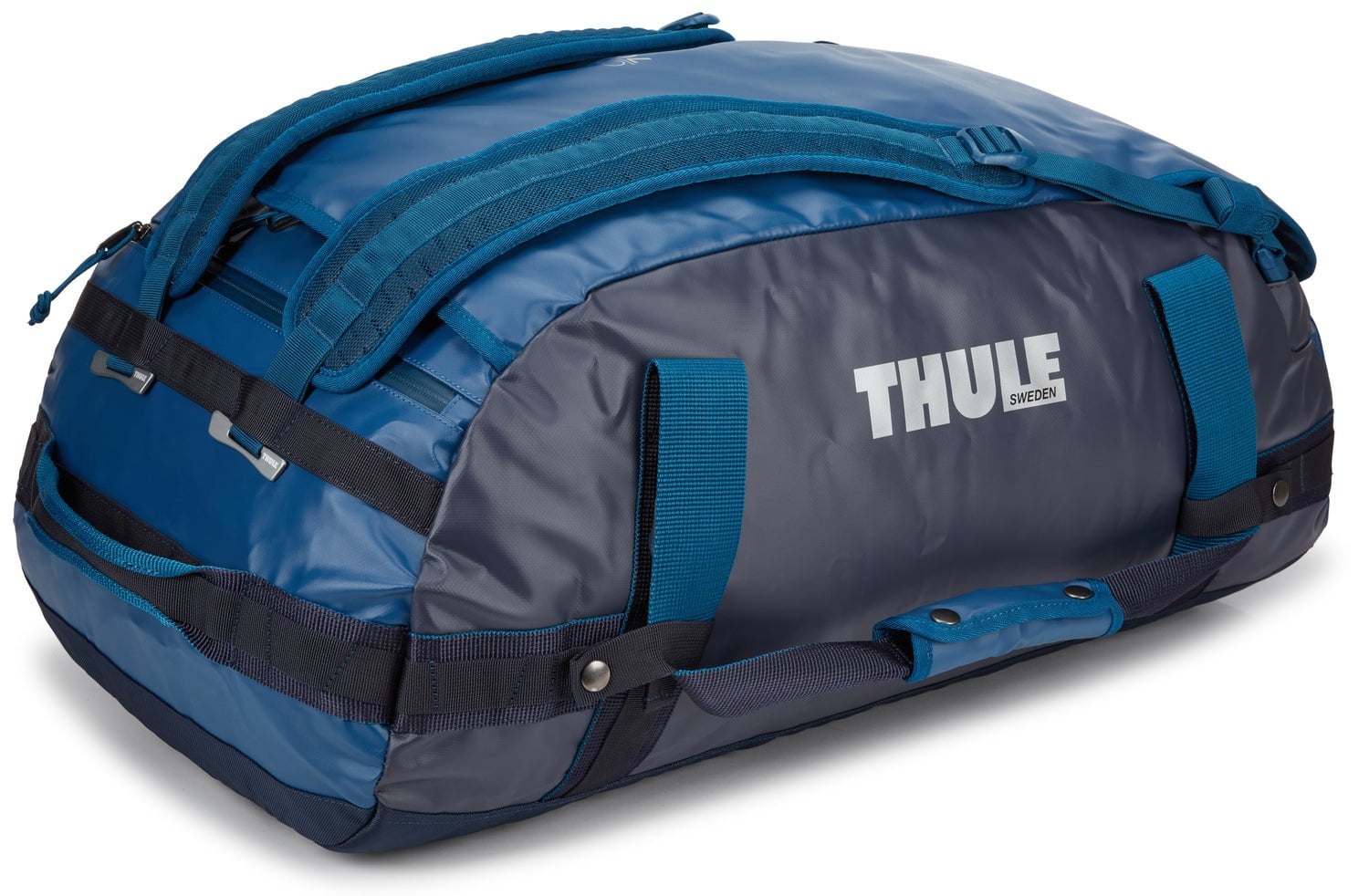 Thule Chasm 70L Duffel Bag - Waterproof Travel Duffel with Shoulder Straps, Poseidon Blue - Perfect for Camping, Hiking & Adventure Travel