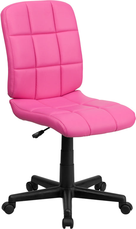 FLASH Clayton Mid Back Black Quilted Vinyl Swivel Task Office Chair with Arms - Ergonomic Desk Chair for Home Office, Computer Workstation & Conference Room