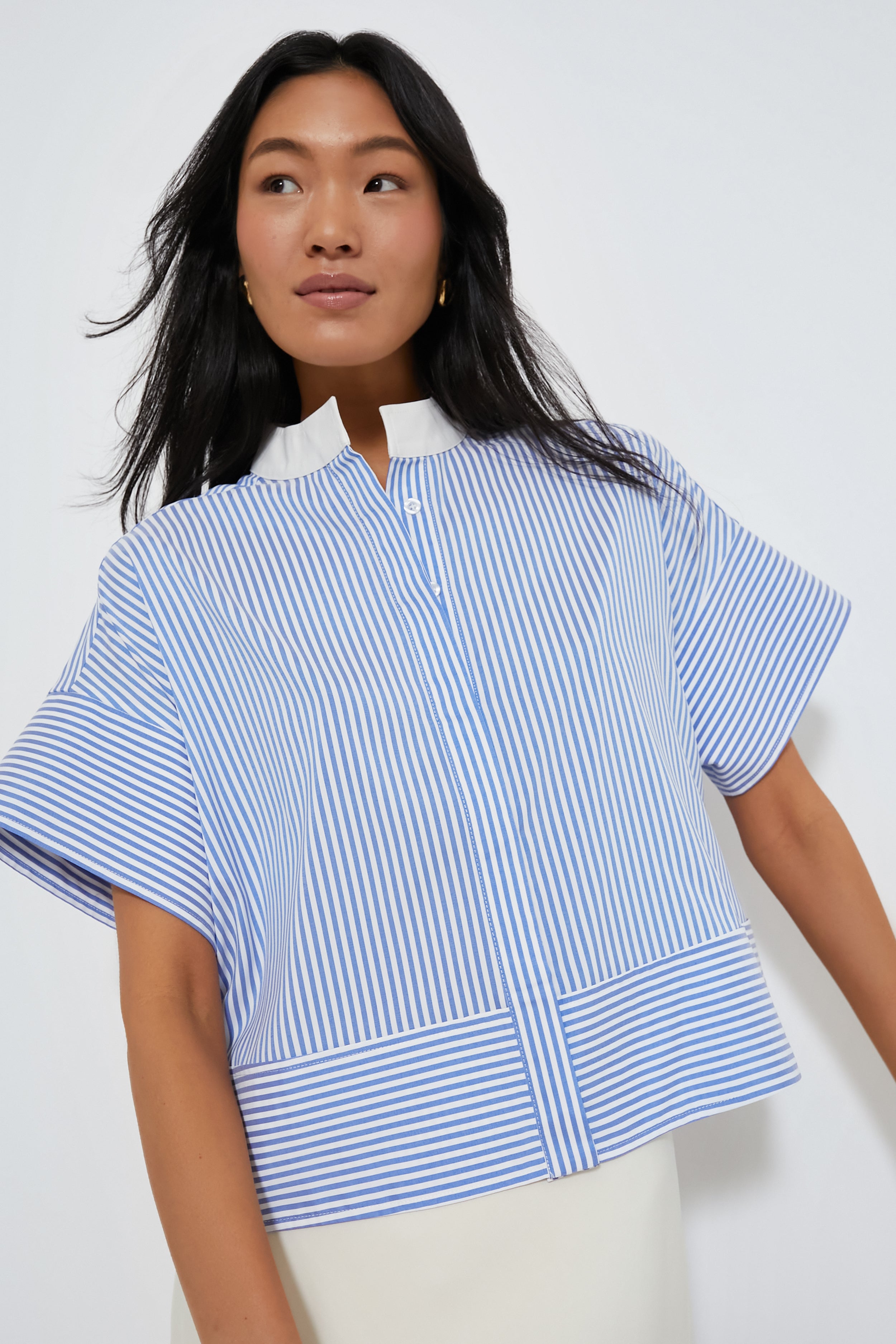 Blue Stripe Sofia Shirt - Women's Casual Button Down Top for Work & Weekend | Perfect for Office, Date Night & Summer Outfits