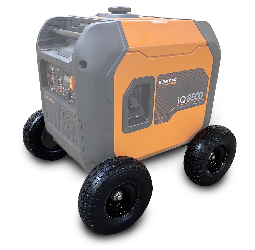 Generac iQ3500 Generator All Terrain Wheel Kit - Solid Never Flat Tires for Outdoor, Camping & Emergency Power Use - Heavy Duty Portable Mobility Solution