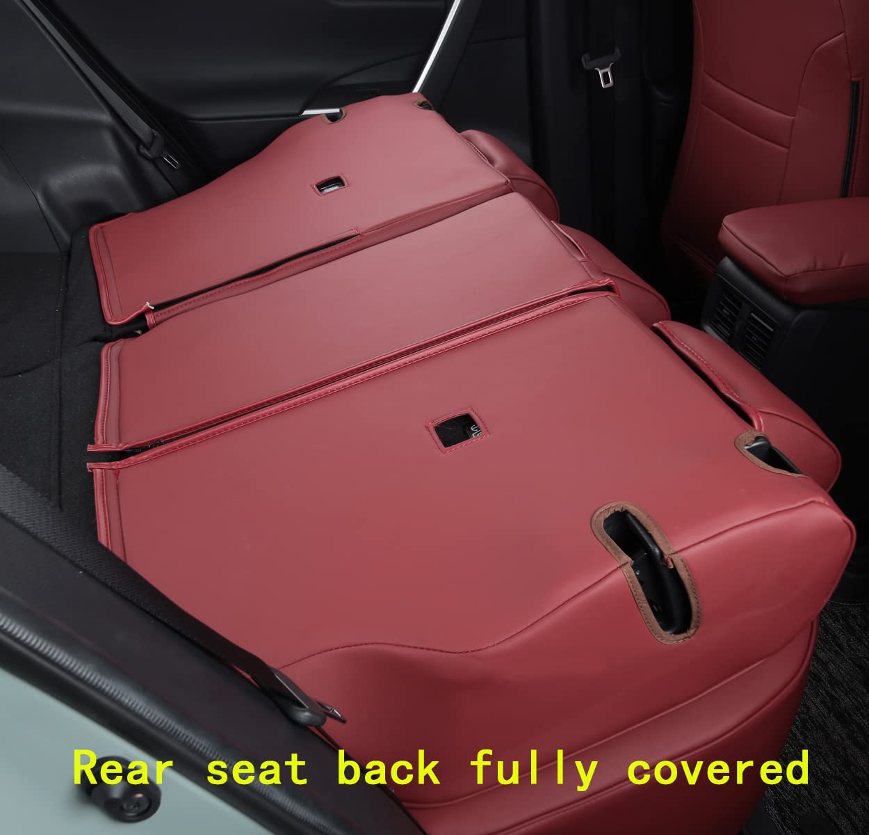 Premium Custom Fit Toyota RAV4 Seat Covers Full Set - Waterproof Faux Leather (Wine Red) for 2019-2025 RAV4 LE/XLE/Limited/Hybrid Models - Perfect for Road Trips, Daily Commutes & Pet Protection