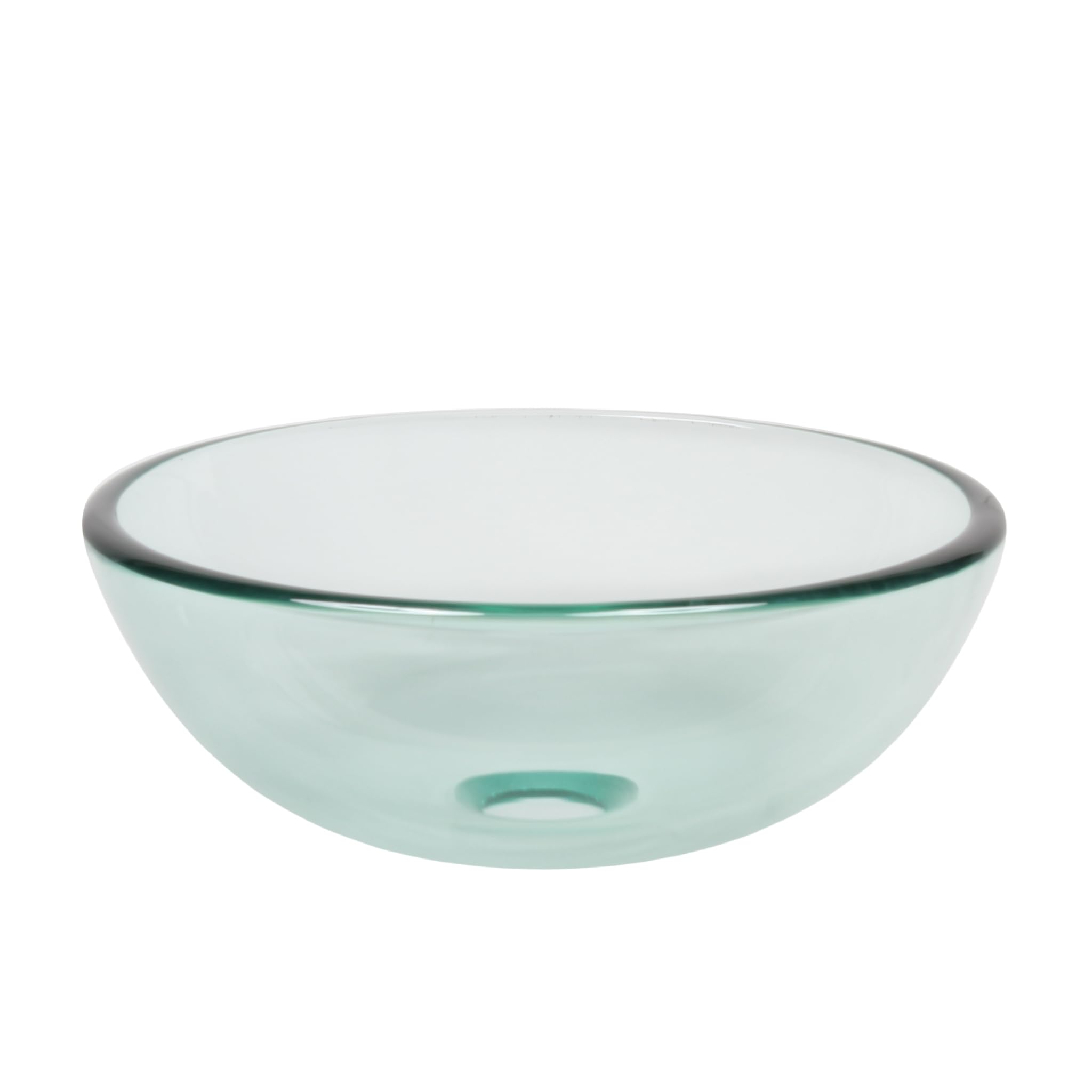 Clear Mini Glass Vessel Sink with Chrome Waterfall Faucet Set - Modern Bathroom Vanity Sink for Powder Room, Guest Bath & Small Space Installation