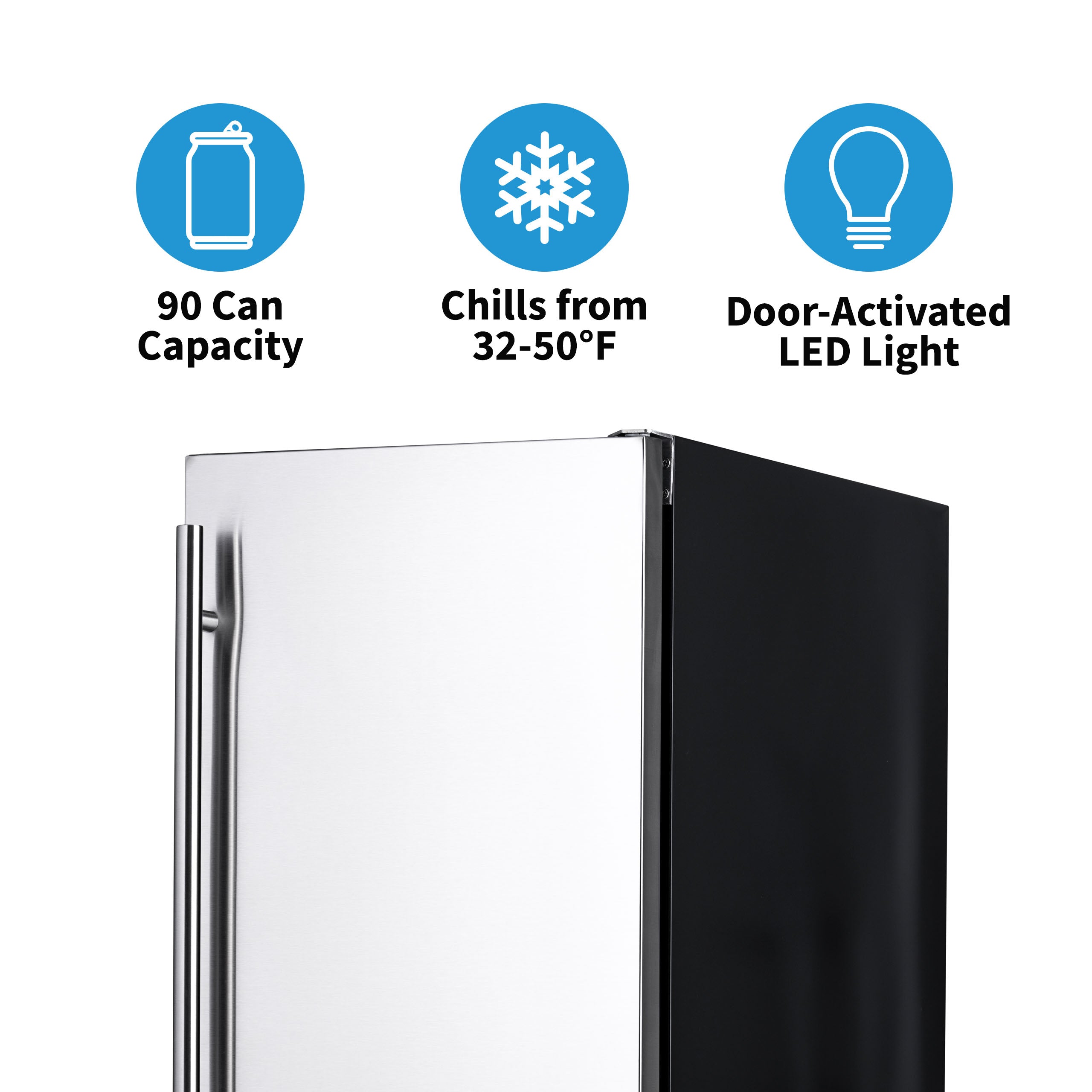 Newair® 90 Can Built-In Outdoor Beverage Refrigerator - Energy Efficient Compact Beer Cooler for Patio, Poolside & Backyard Entertaining
