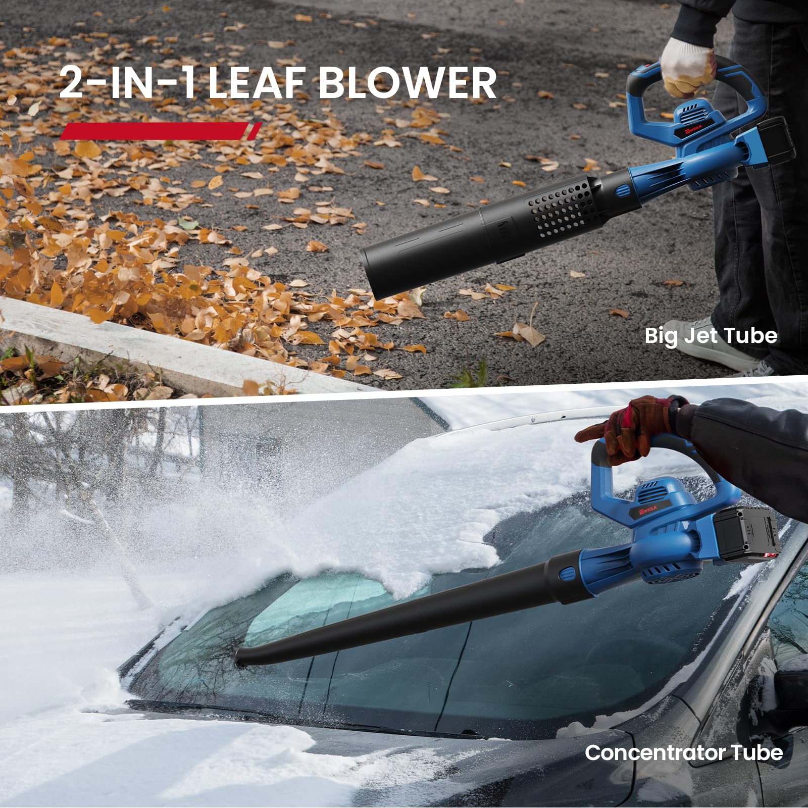 Enhulk 20V 4.0Ah Cordless Leaf Blower - 460CFM 190MPH High Power, 2-in-1 Battery Powered Blower with 6 Speed Settings, Ideal for Blowing Leaves, Yard Debris, Snow & Dust - Includes 4.0Ah Battery & Fast Charger - Perfect for Home Lawn Care, Garden Maintenance & Driveway Cleaning
