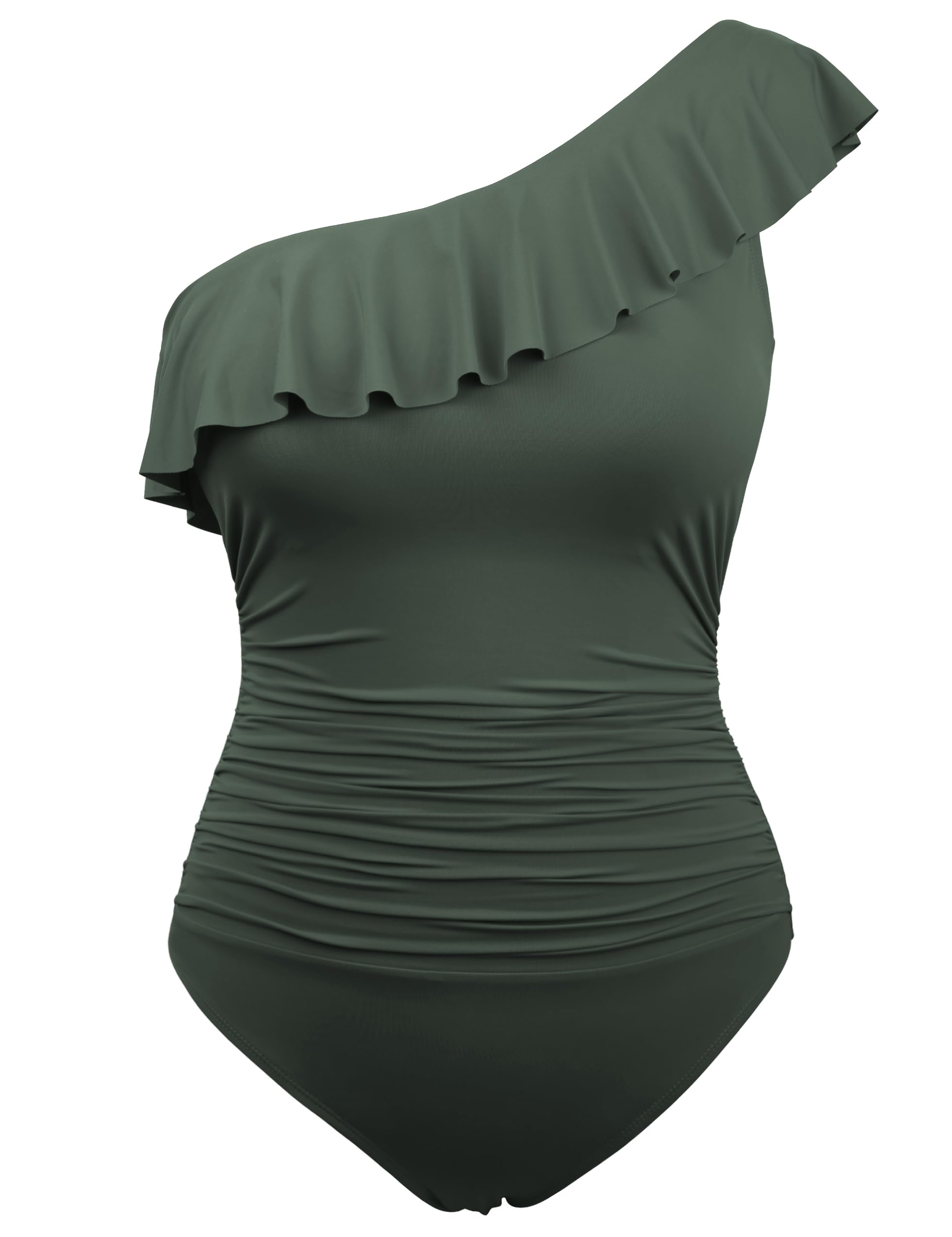Hilor Women's One Piece Swimsuit Tummy Control Asymmetric One Shoulder Bathing Suit - Perfect for Beach Vacation, Pool Party & Summer Swimwear