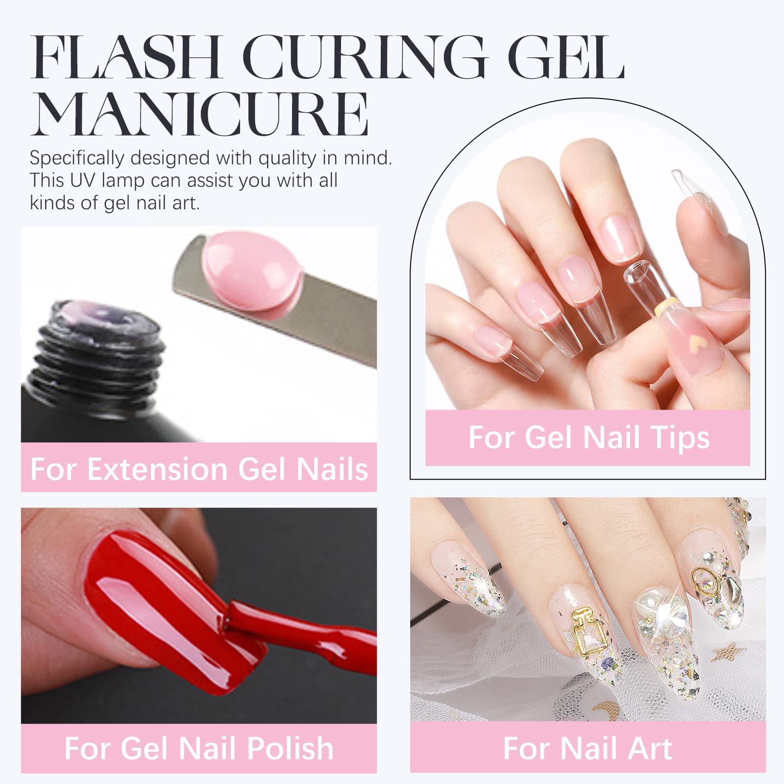 Gelike EC Mini LED Nail Lamp - Professional UV LED Light for Gel Nail Curing, Portable USB Nail Dryer for Manicure & Nail Extensions | Perfect for Travel, Home Use & DIY Gel Nail Art