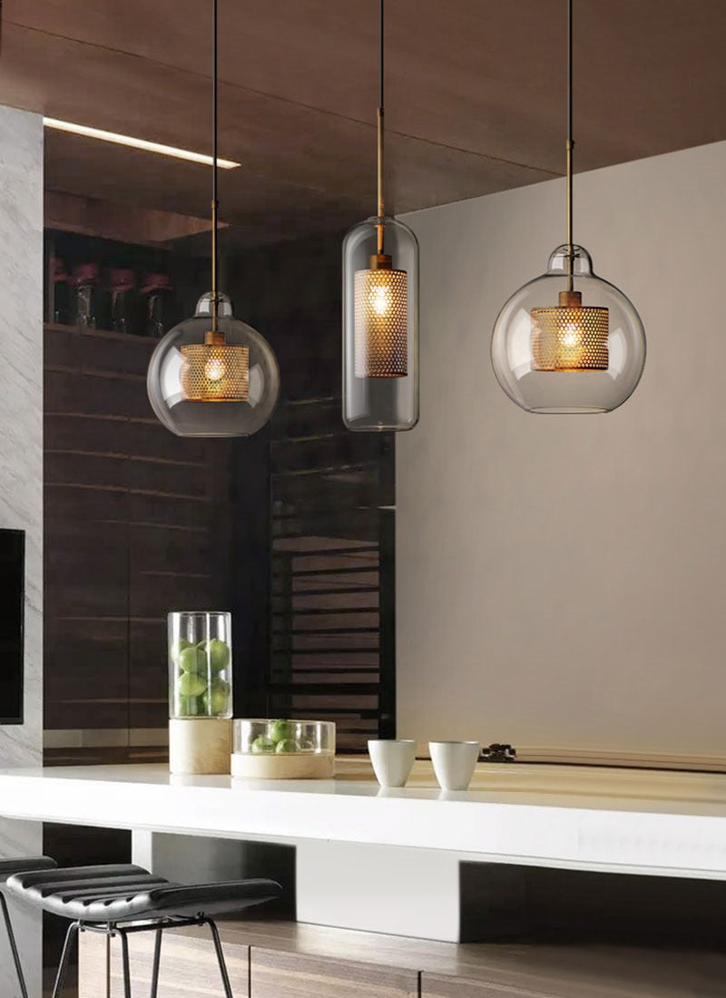Modern Honeycomb Glass & Metal Pendant Light Fixture - Elegant Hexagon Ceiling Lamp for Dining Room, Kitchen Island, Living Room & Bedroom Lighting