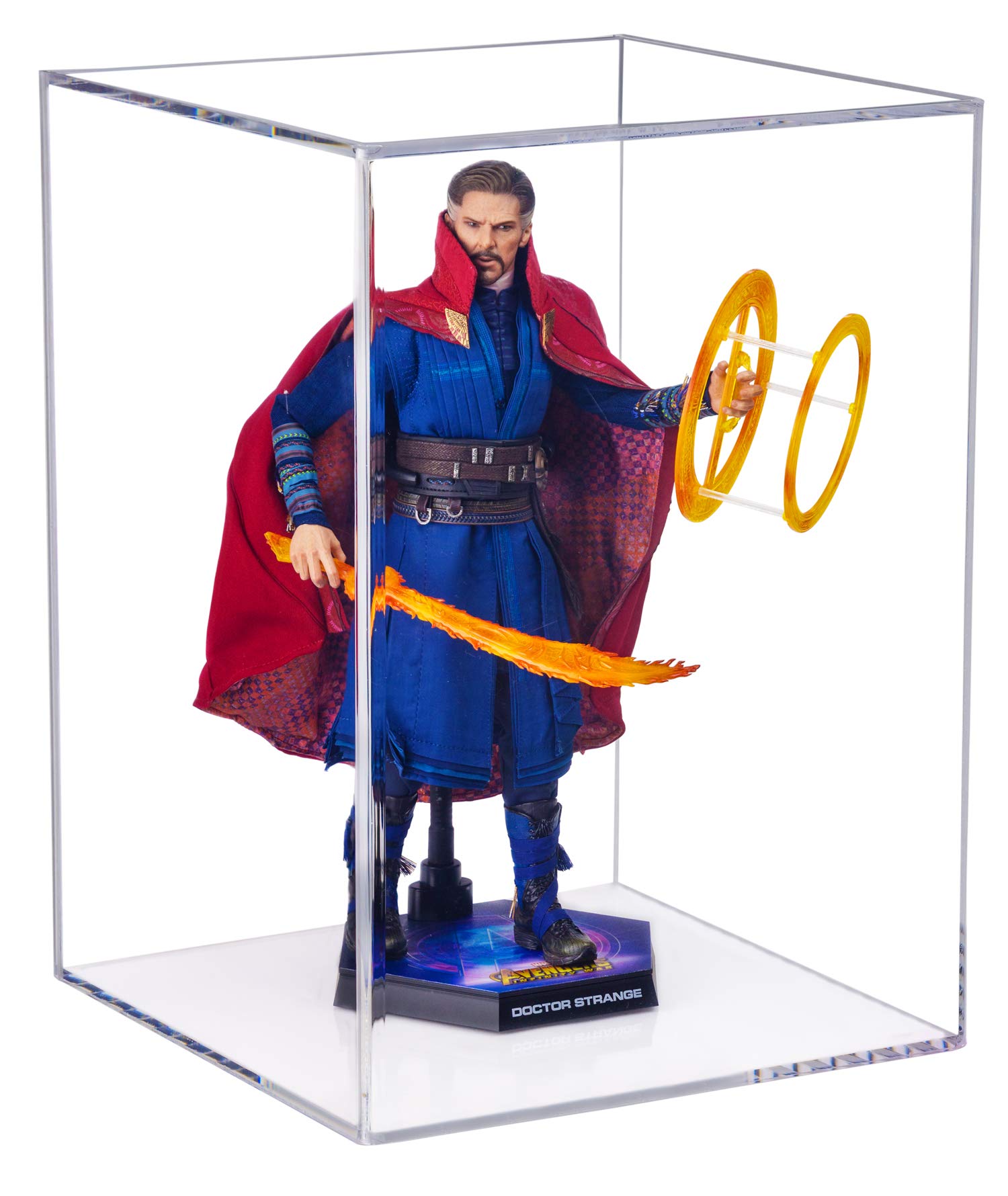 Clear Acrylic Tabletop Display Case for Hot Toys, Bobbleheads & Action Figures - Premium Collectible Protector (A087-CB-TT) - Perfect for Showcasing Rare Dolls in Home Office or Retail Store Displays