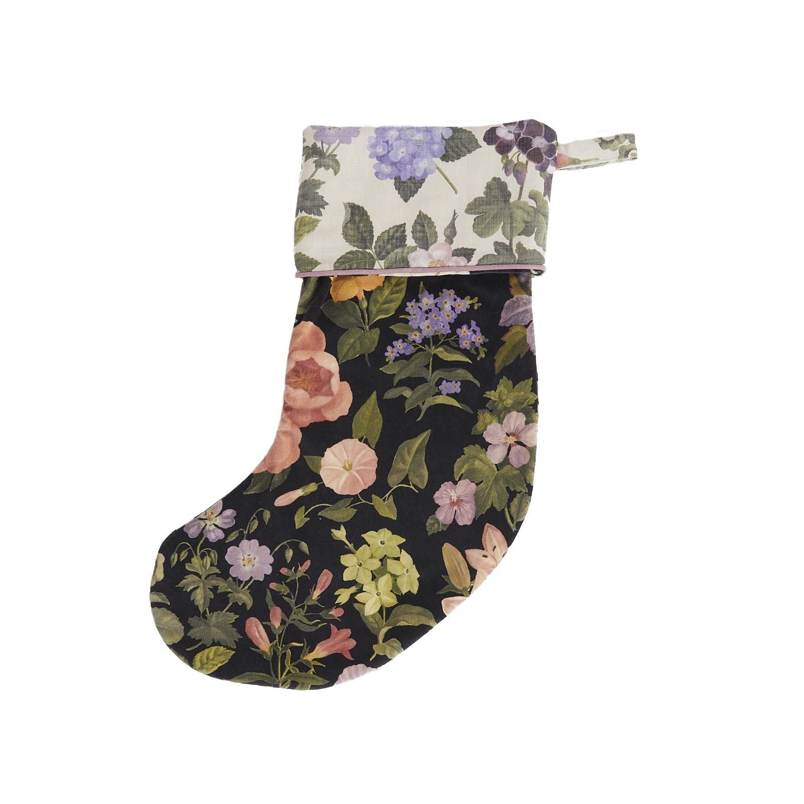 FLORALIA Velvet Christmas Stocking - Luxurious Noir Black for Holiday Decor & Gift Giving - Perfect for Fireplace Mantel, Bedroom, and Festive Home Decor