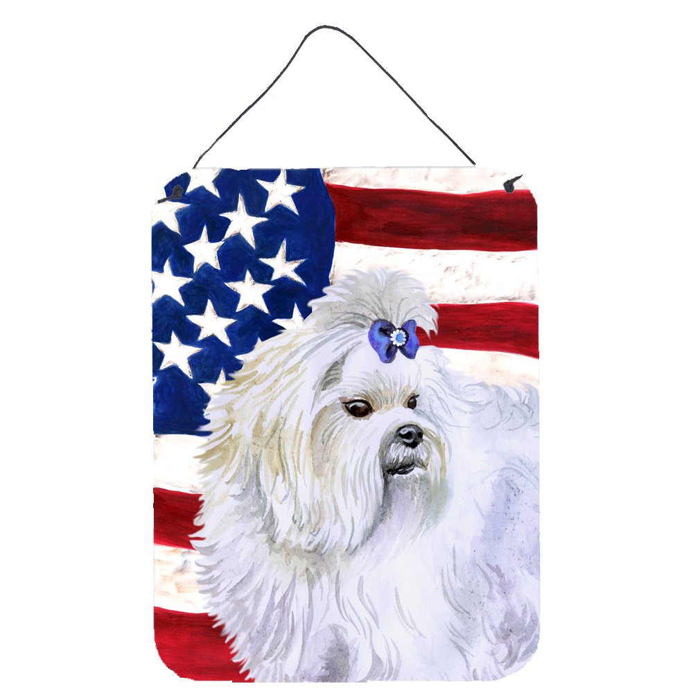 Caroline's Treasures Patriotic Maltese Metal Wall Sign - 12x16 Inch Multicolor Aluminum Plaque for Kitchen, Bar, Bathroom & Front Door Decor | Perfect for Home, Office & Gifts