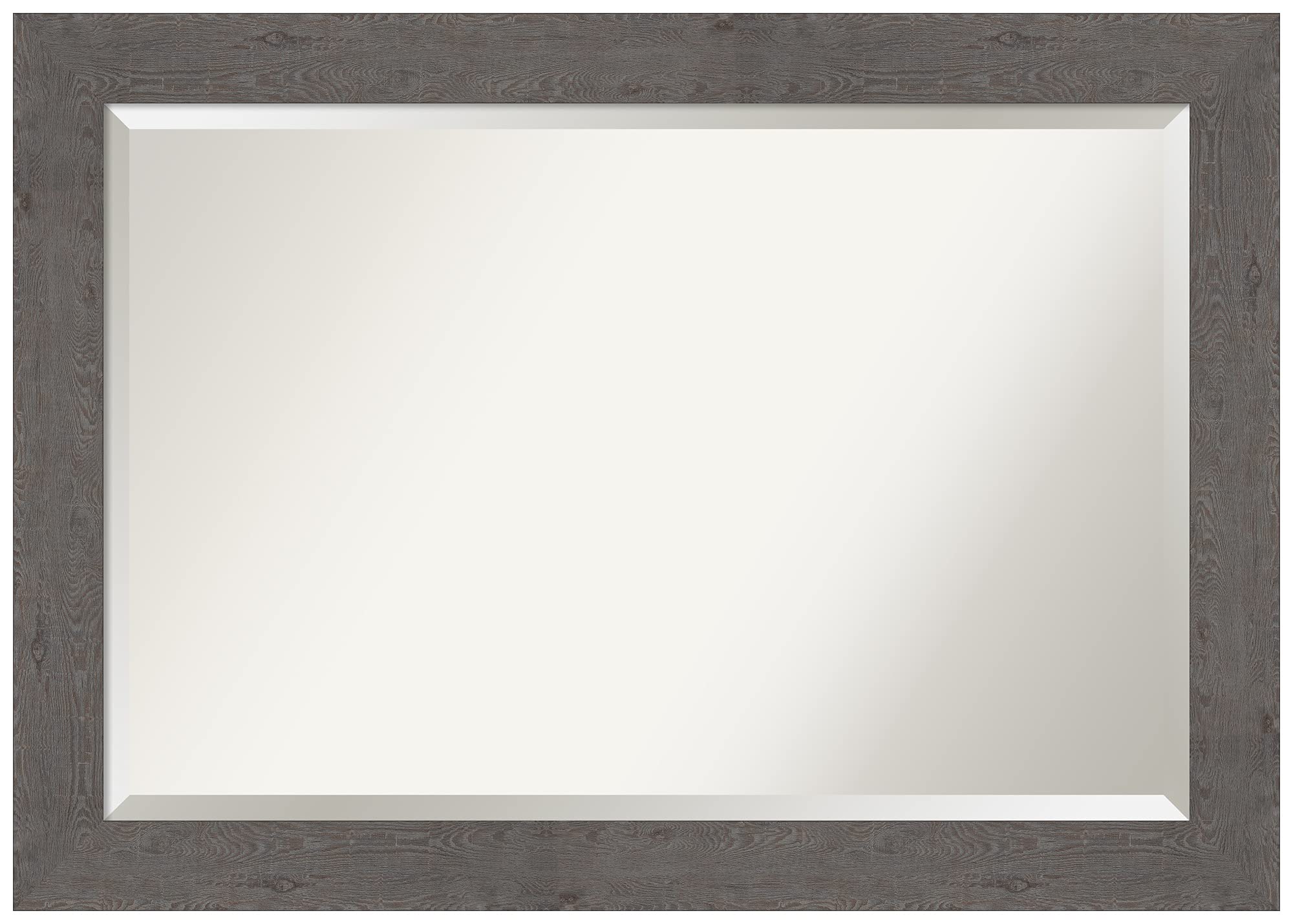 Amanti Art 30x42 Inch Rustic Grey Bathroom Mirror - Over Sink Vanity Mirror with Beveled Edge, Horizontal or Vertical Hanging, Country Style Plank Frame - Perfect for Farmhouse, Cottage & Modern Bathroom Decor