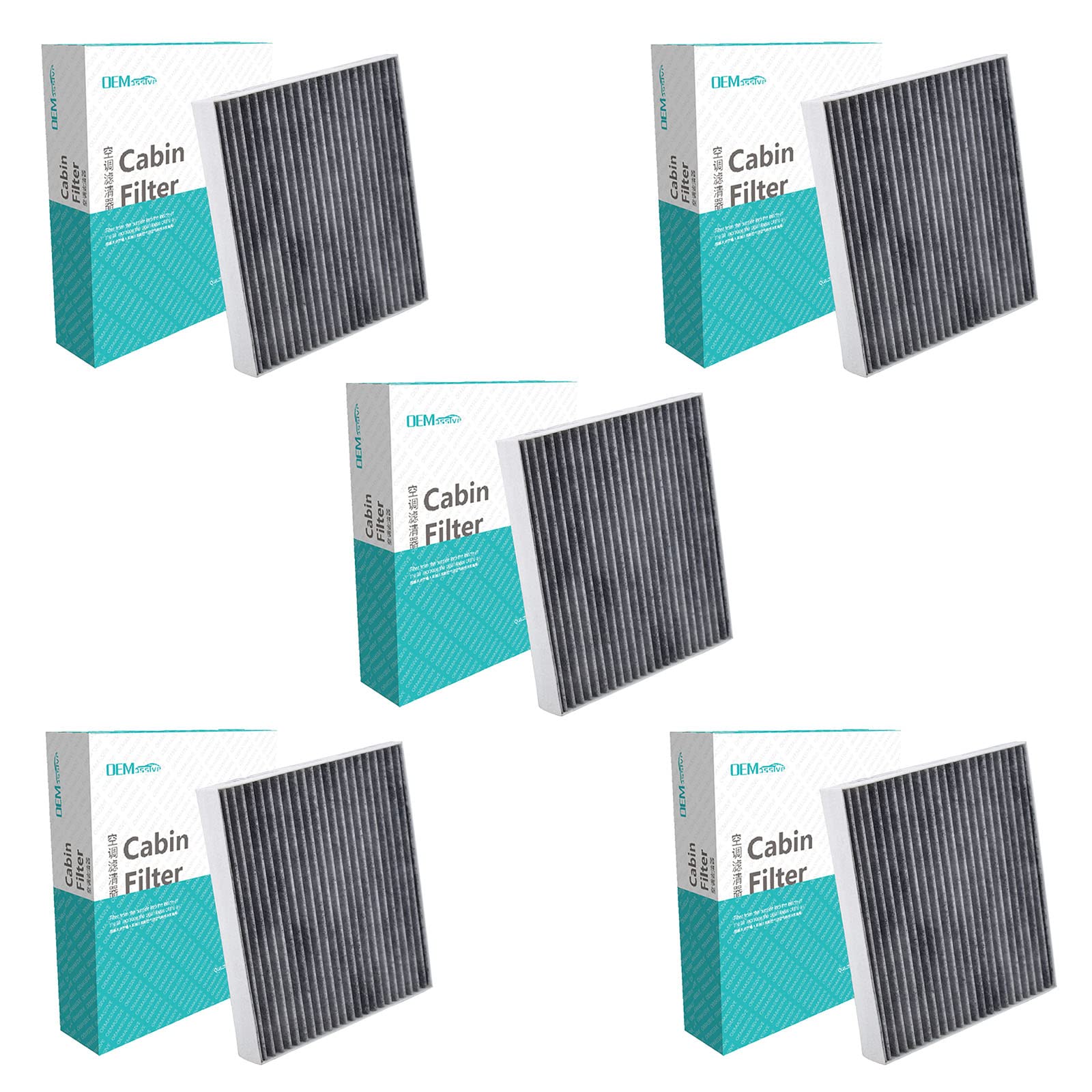 5-Pack 97133-D1000/D3000/D3200 Activated Carbon Cabin Air Filter - Fits Hyundai Tucson, Veloster & Kia Soul, Sportage, Stonic (2017-2020 Models) | Improves Air Quality, Reduces Allergens & Odors for Cleaner Cabin Air