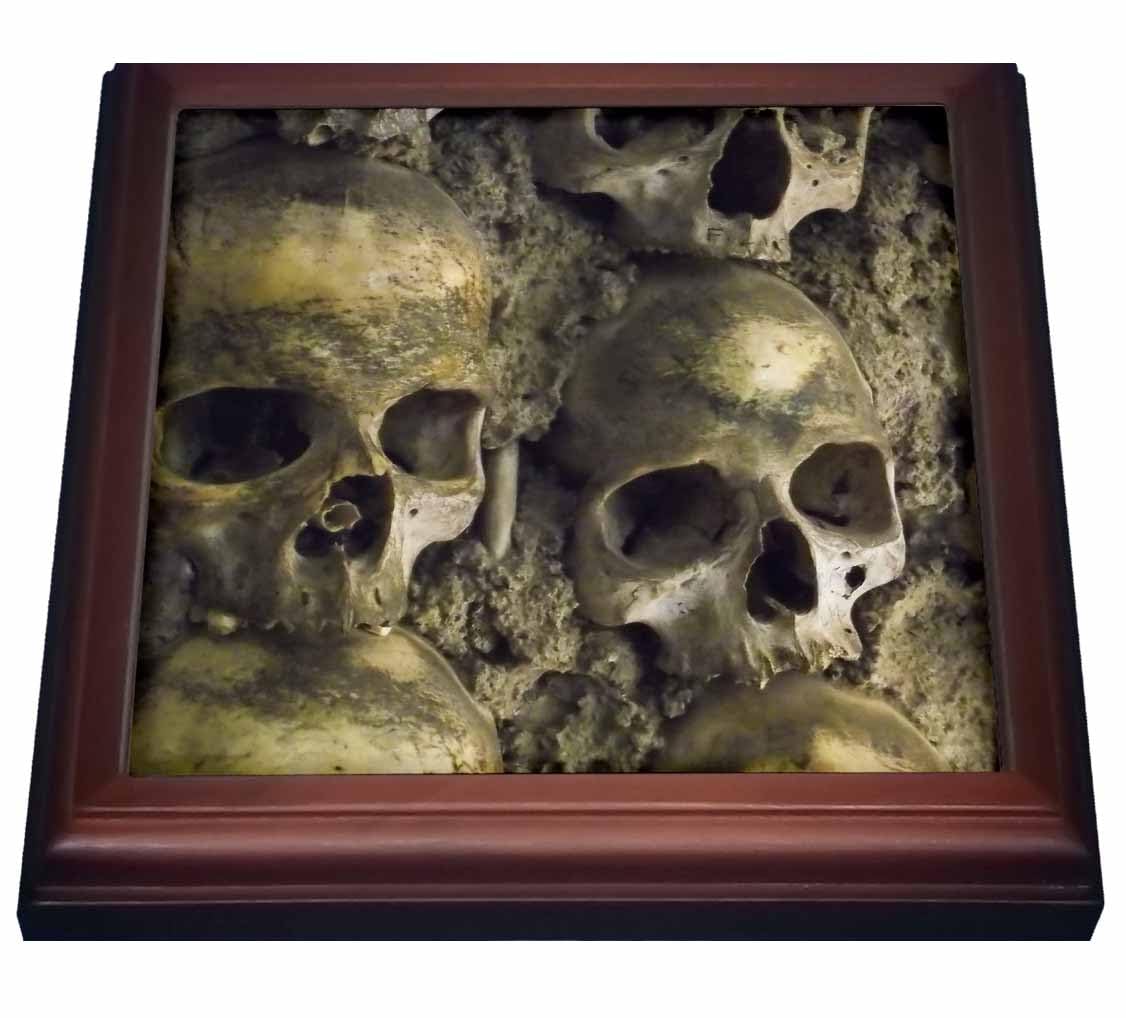 3D Rose Skulls Chapel of Bones Evora Portugal Ceramic Tile Trivet - 8
