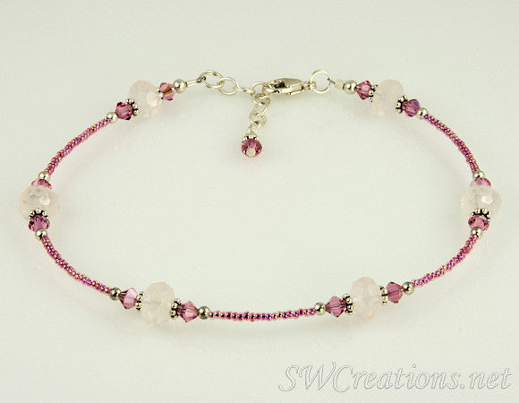 Rose Quartz Crystal Gemstone Anklet - Healing Stone Ankle Bracelet for Women, Natural Pink Gem Jewelry | Perfect for Yoga, Meditation & Spiritual Healing