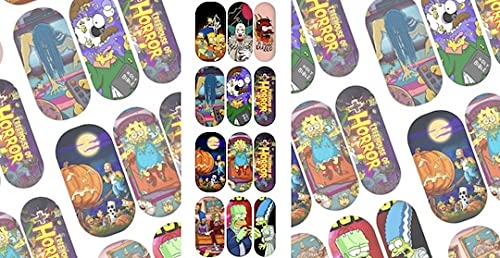 Scary Movie Halloween Nail Art Decals - Michael Myers & Chucky Doll Horror Nail Stickers, Waterslide Nail Transfers for Halloween Party Nail Decoration (1 Pack) - Perfect for Halloween Costume Parties, Horror Movie Nights & Spooky Nail Art Designs