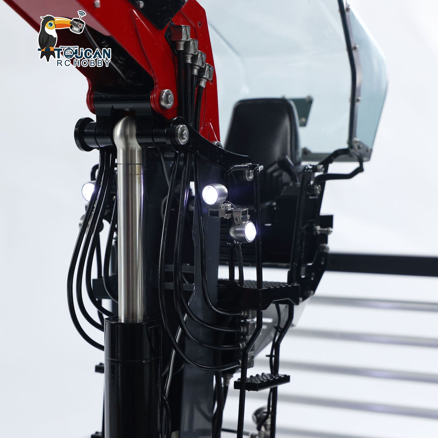 1/14 Scale Custom Hydraulic Metal RC Logging Crane Trailer - Painted & Assembled with LED Light System (99x40x20cm) - Perfect for RC Construction & Logging Simulation, Heavy Duty Hauling & Off-Road Scenarios