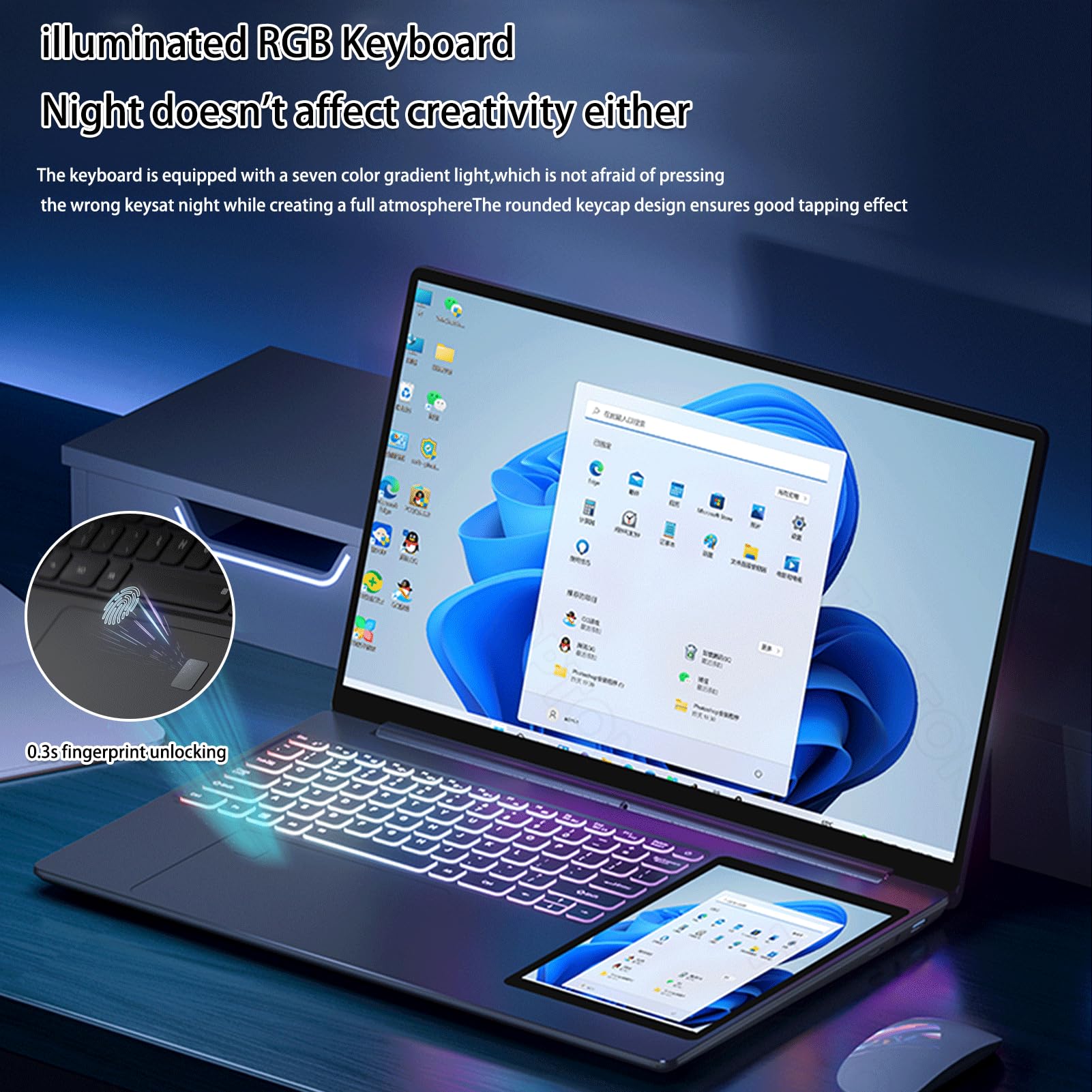 KingnovyPC Dual Screen Laptop 15.6