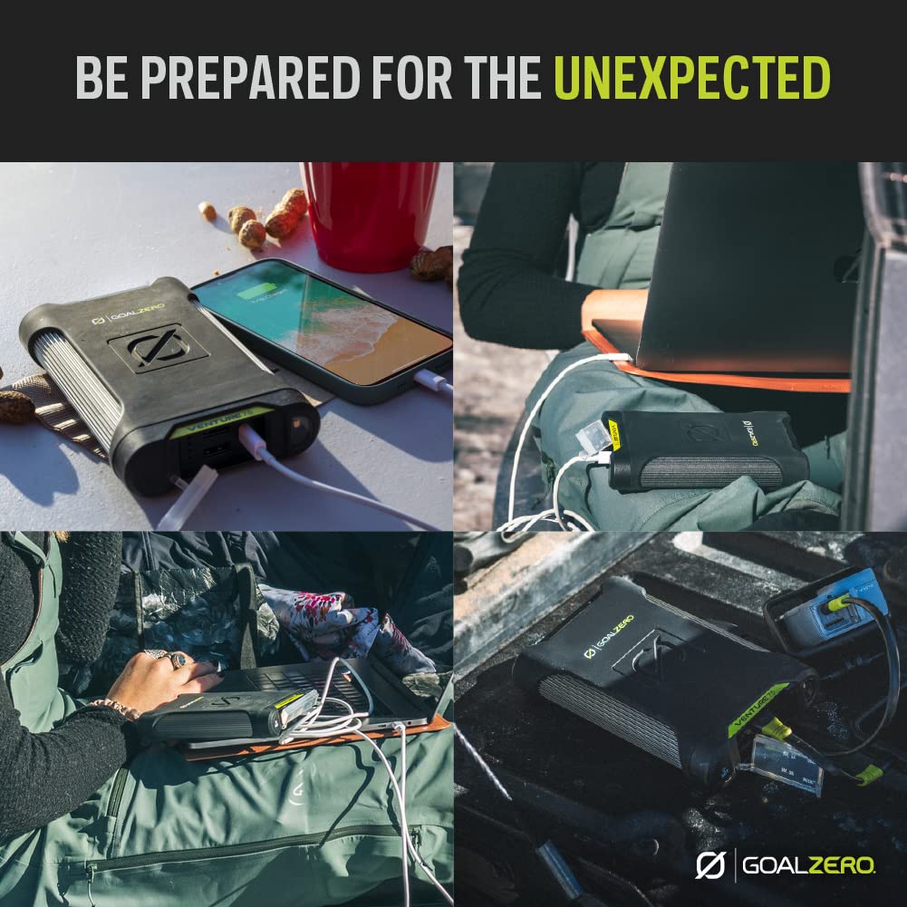 Goal Zero Venture 75 Portable Charger Power Bank - 19200mAh 60W USB-C PD with 2 USB Outputs, IP67 Waterproof & 50 Lumens Flashlight - Perfect for Camping, Hiking, and Emergency Power Outages