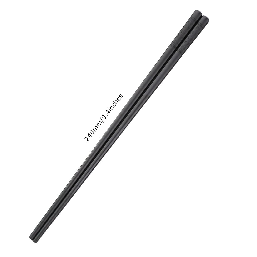 5 Pairs of Fiberglass Reusable Chopsticks - 9.5 Inch Dishwasher Safe Non-Slip Korean Style Chopsticks for Sushi, Ramen, Asian Cooking & Home Dining