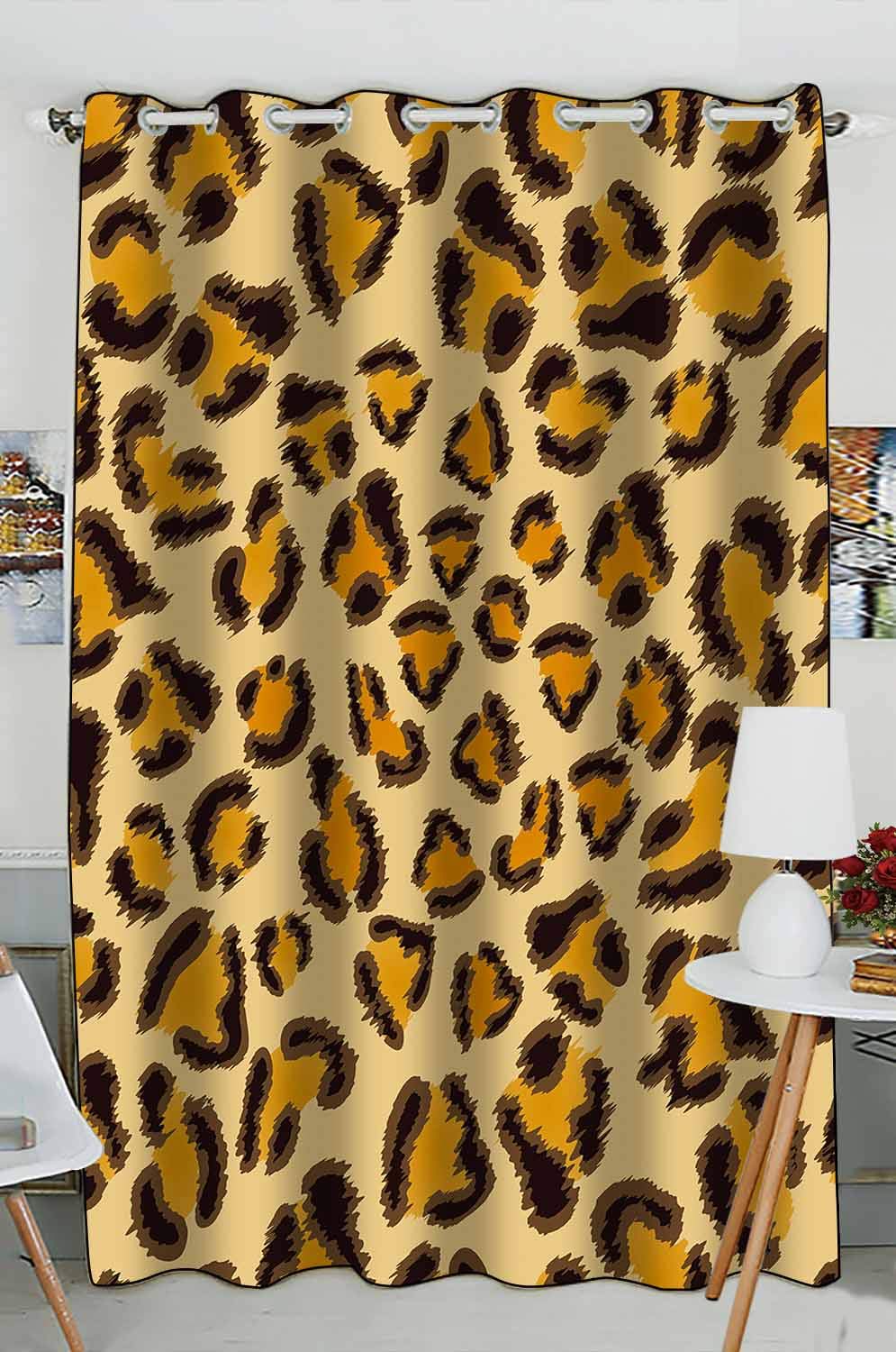 ABPHQTO Leopard Print Window Curtains for Kitchen - 52 x 84 Inches Black Animal Print Drapes Panel (1 Piece) - Perfect for Farmhouse, Cafe & Boho Home Decor