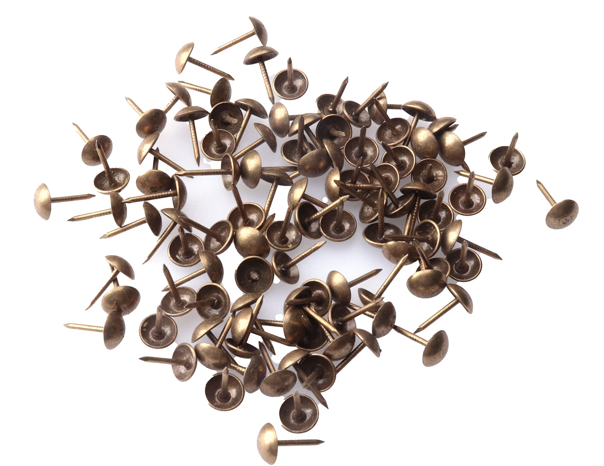 100 Pcs Antique Bronze Upholstery Nails - Decorative Furniture Tacks for Sofa, Chair & DIY Projects - Brass Thumb Tacks & Push Pins for Home Decor & Furniture Restoration