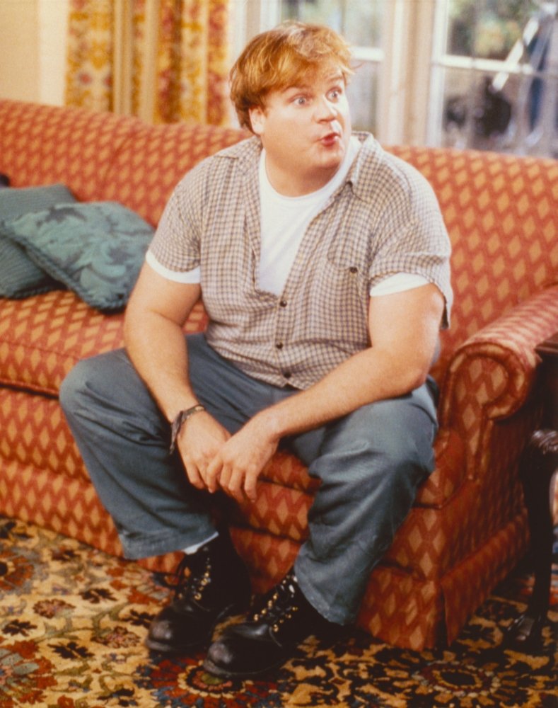 Chris Farley Sitting on Couch Candid Photo Print - 24x30 Inches Wall Art - Perfect for Living Room Decor, Movie Memorabilia & Comedy Fan Gifts