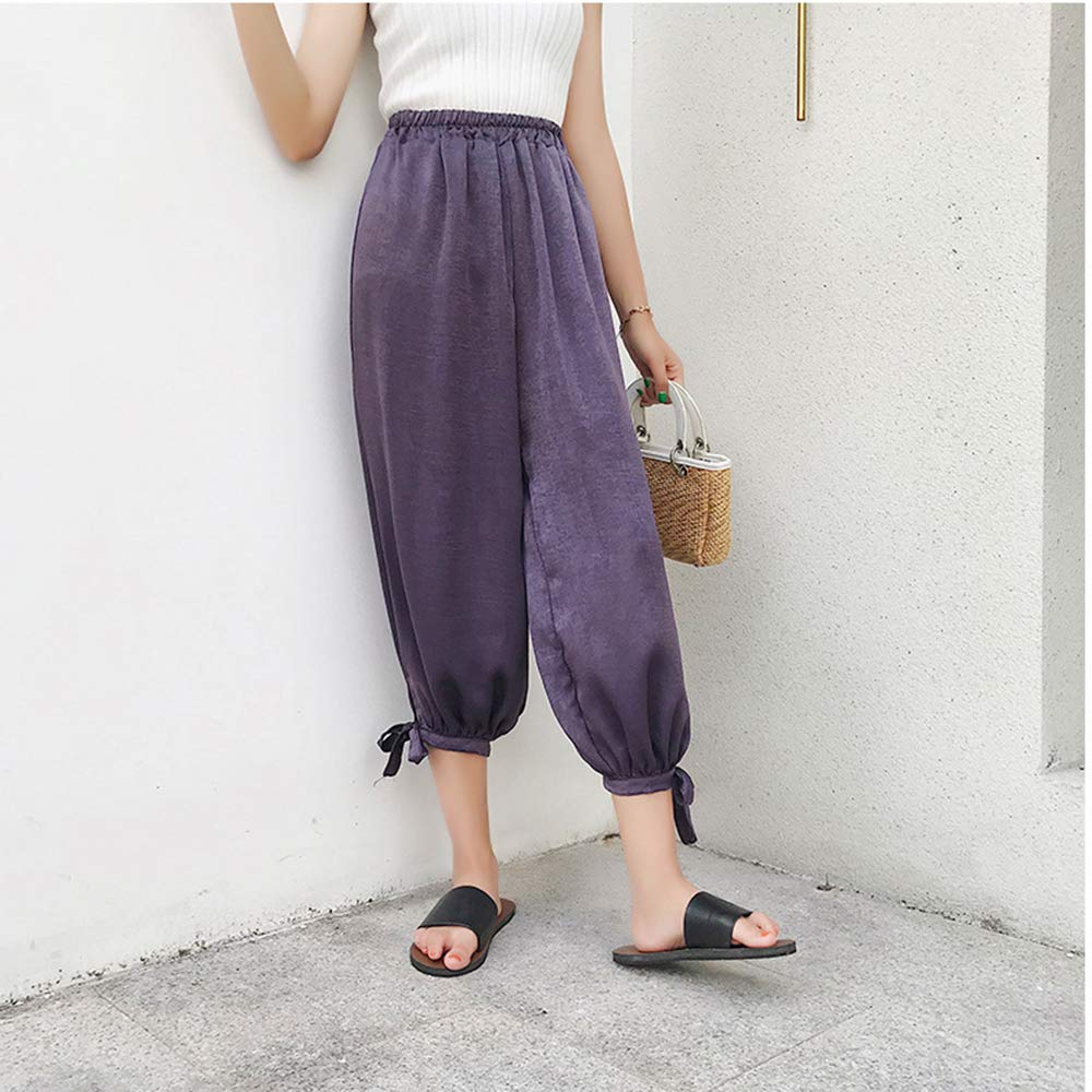 Yehopere Women's Harem Pants - Wide Leg Baggy Capri Joggers with Elastic Waist | Loose Bohemian Yoga Lounge Pants for Casual Wear, Travel & Home Comfort