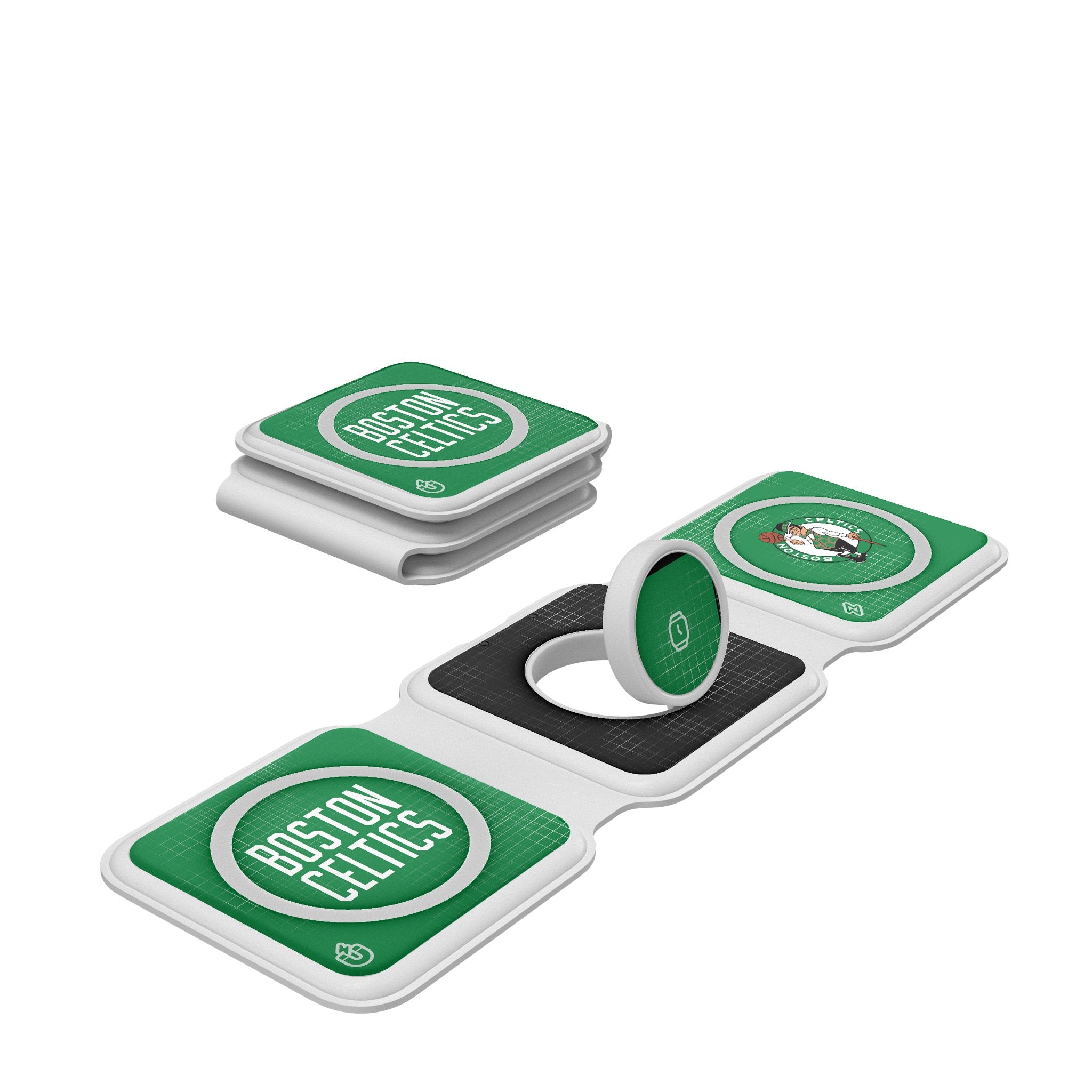 Boston Celtics Hatch Foldable 3-in-1 Wireless Charger - Fast Charging Station for iPhone, Android & AirPods - Perfect for Home, Office & Travel