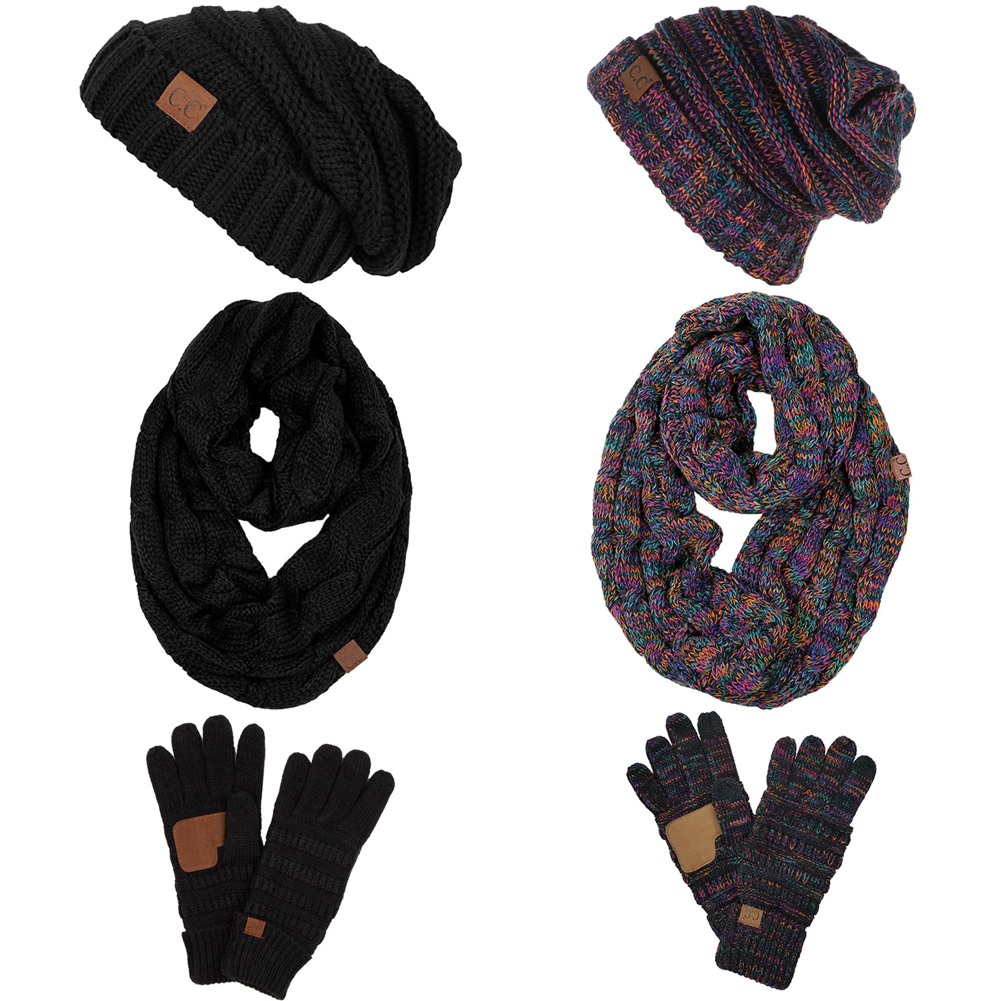 Stylish Oversized Slouchy Beanie & Infinity Scarf Set with Texting Gloves - Winter Fashion Accessories for Women | Perfect for Cold Weather, Outdoor Activities, and Casual Outfits