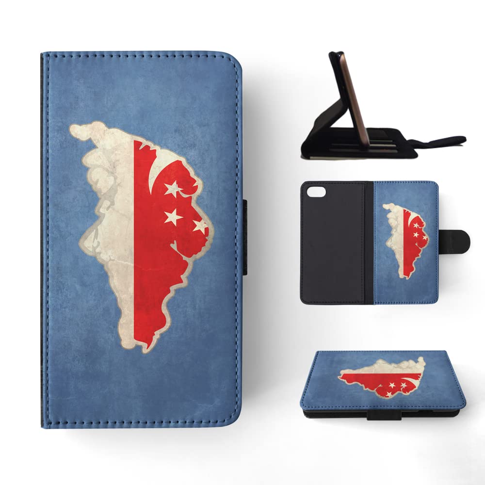 Singapore National Flag Flip Wallet Phone Case for Apple iPhone 7/8/SE (2020/2022) - Stylish & Protective Cover with Card Slots | Perfect for Travel, Daily Use & Showing Patriotism