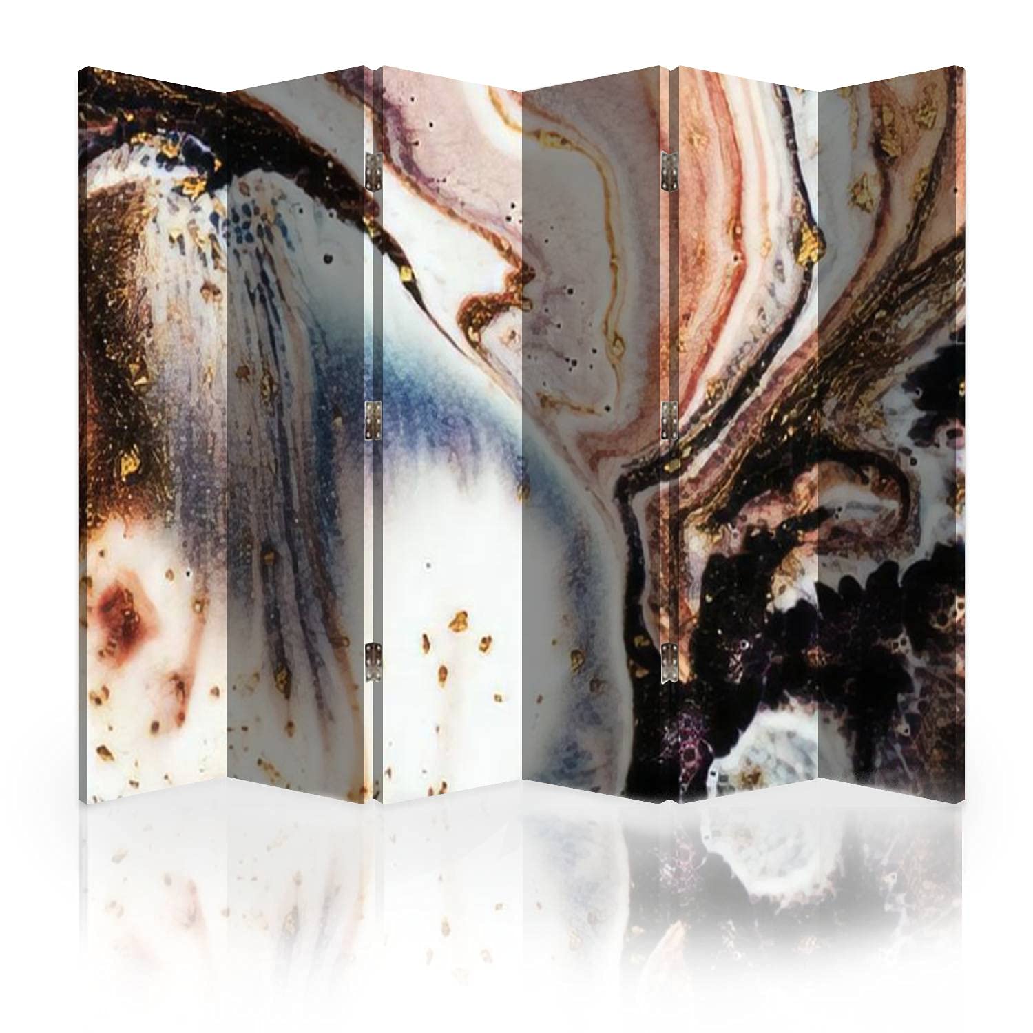 Luxury 6-Panel Canvas Room Divider Screen - Eastern Style Golden Swirl Artistic Design Folding Privacy Partition for Home & Office | Perfect for Living Rooms, Bedrooms, and Studio Spaces