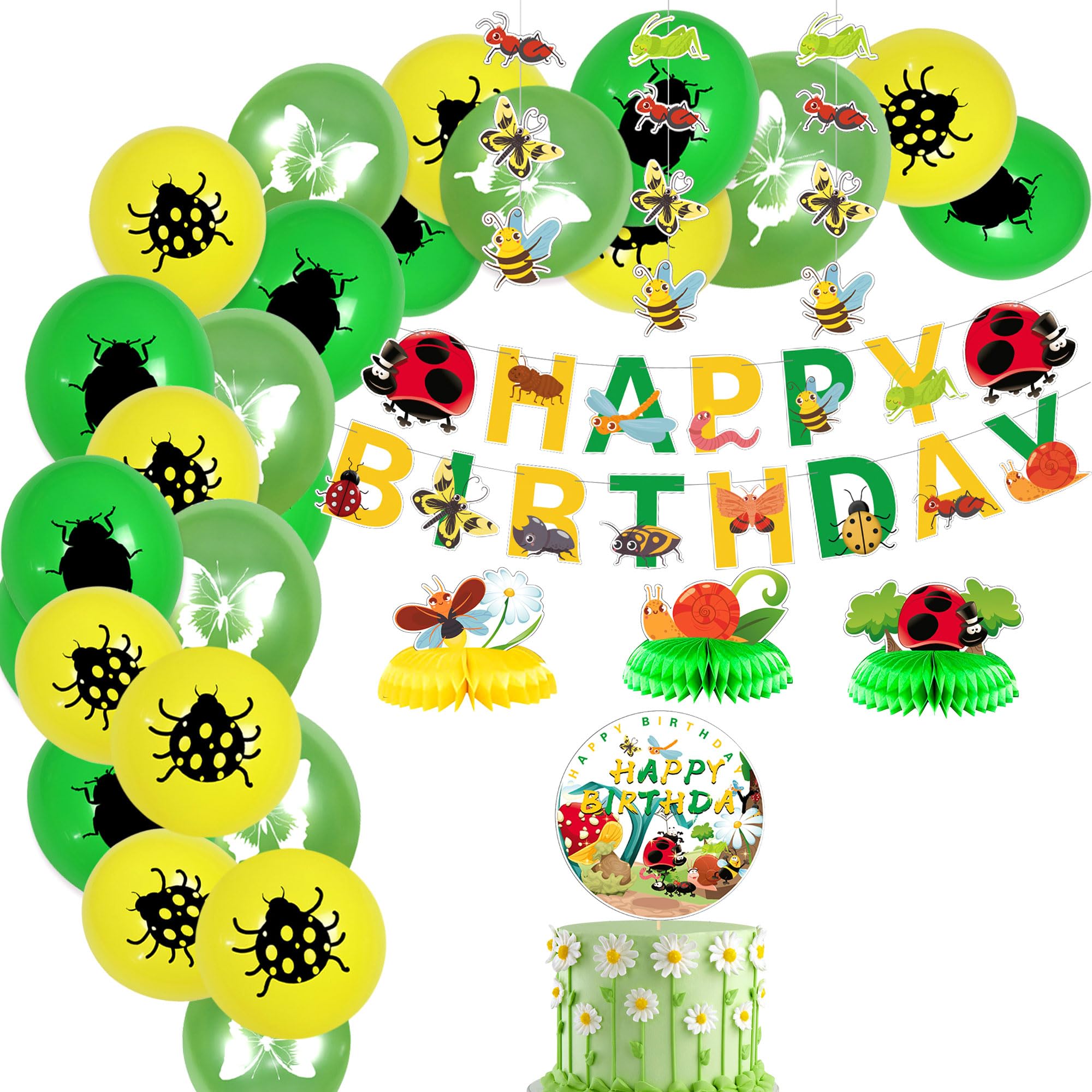 29 PCS Insect-Themed Birthday Party Decorations Set - Garden Bug Balloons, Party Supplies for Kids Outdoor Birthday Celebration - Perfect for Bug Lovers, Garden Parties & Outdoor Events