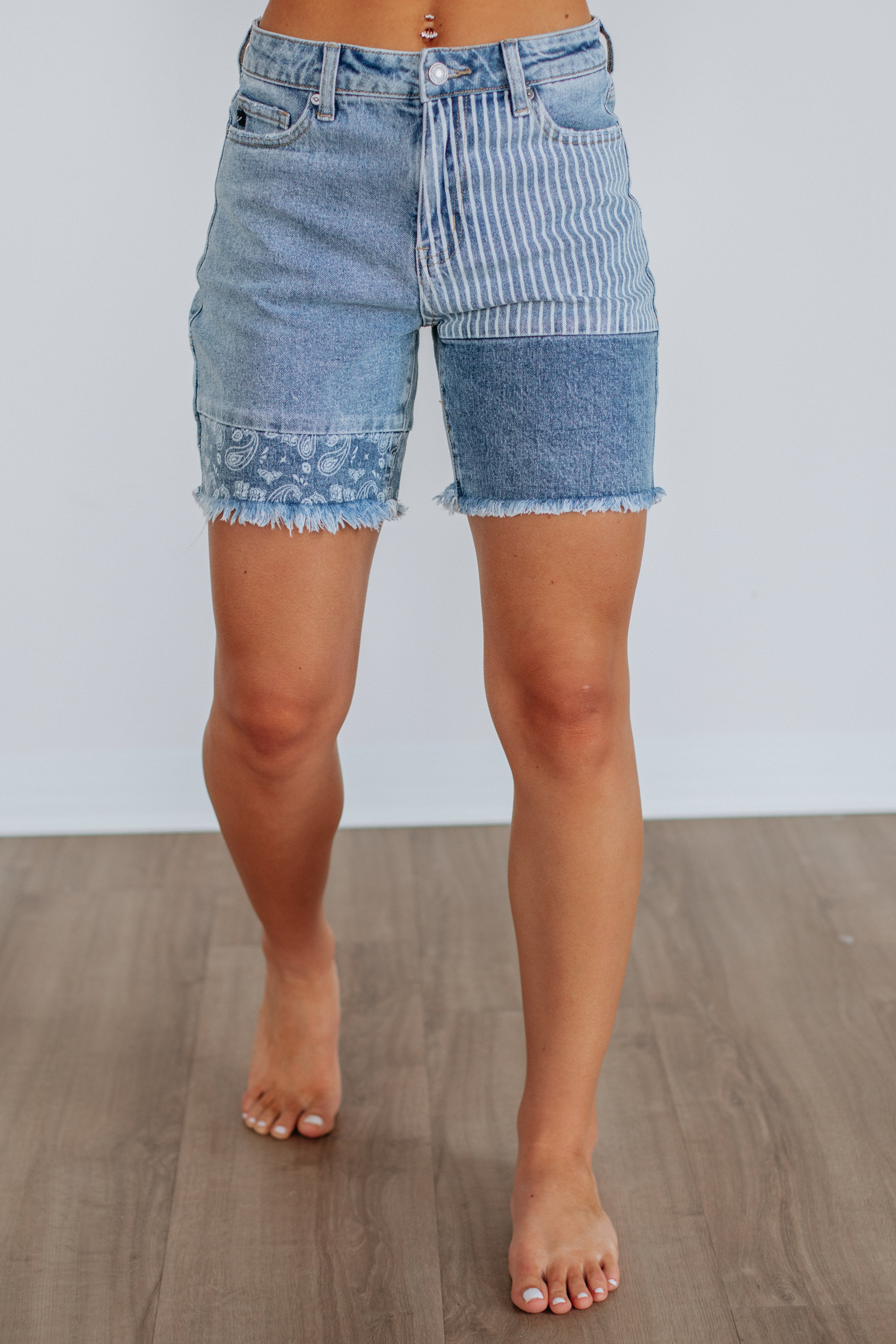 Chase KanCan Women's High Waisted Denim Shorts - Trendy Distressed Vintage Jeans for Summer | Perfect for Casual Outings, Beach Trips, and Music Festivals