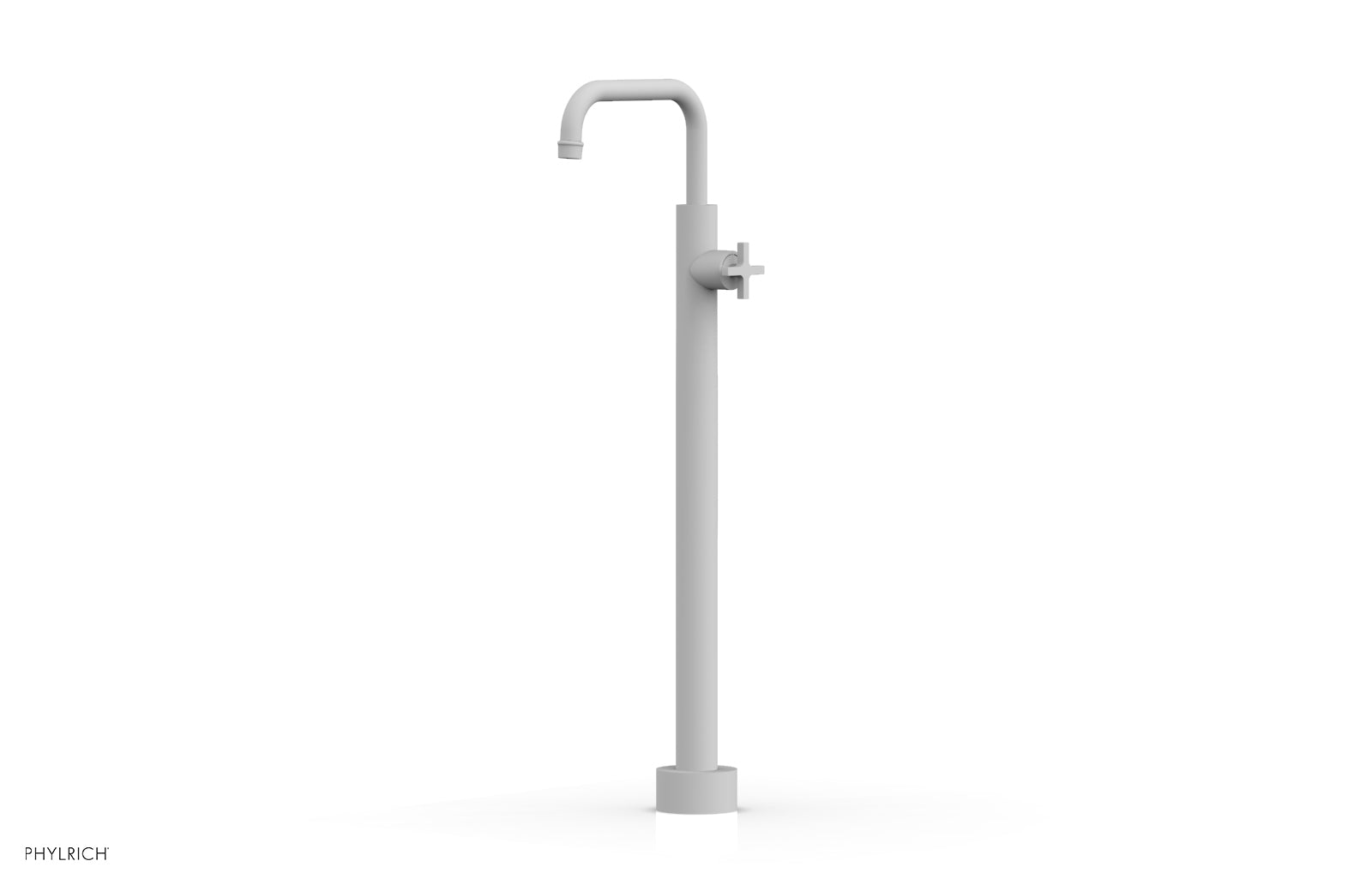 HEX MODERN Tall Floor Mount Tub Filler with Cross Handle - Model 501 54 02 - Perfect for Contemporary Bathroom Designs and Freestanding Bathtubs