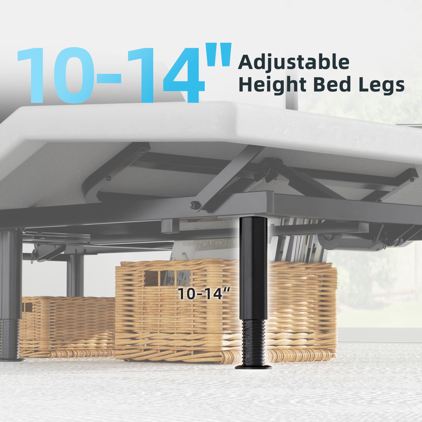 Adjustable Bed Base Frame with Wireless Remote, Lift Motor & Dual USB Ports - Ergonomic Upholstered Design with Under Bed Lighting - Independent Head/Foot Tilt for Ultimate Comfort - Perfect for Home, Office or Guest Room Use