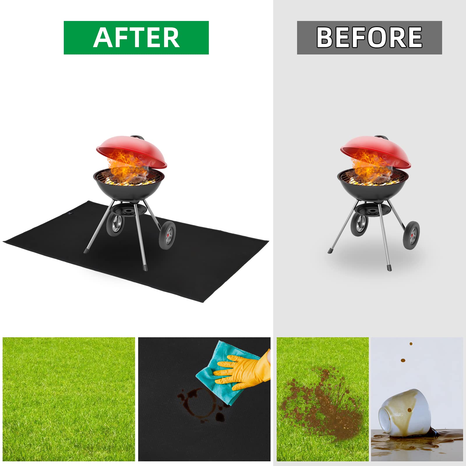 **UPTRUST Large 60x42 Inch Fireproof Grill Mat for Outdoor Charcoal, Gas Grills, Flat Top & Smokers – Deck, Patio & Indoor Fireplace Protective Mat to Prevent Wood Floor Damage | Perfect for BBQs, Camping & Backyard Gatherings**