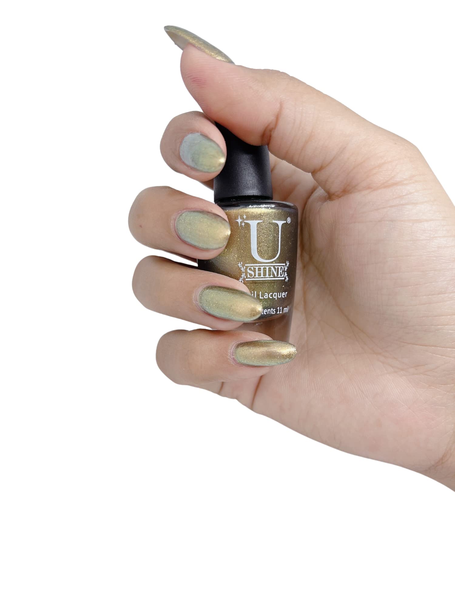 U Shine Gold Foil Metallic Nail Polish - Vegan, Non-Toxic, No Parabens, Long-Lasting & Chip-Resistant (11ml) | Perfect for Parties, Weddings & Special Occasions