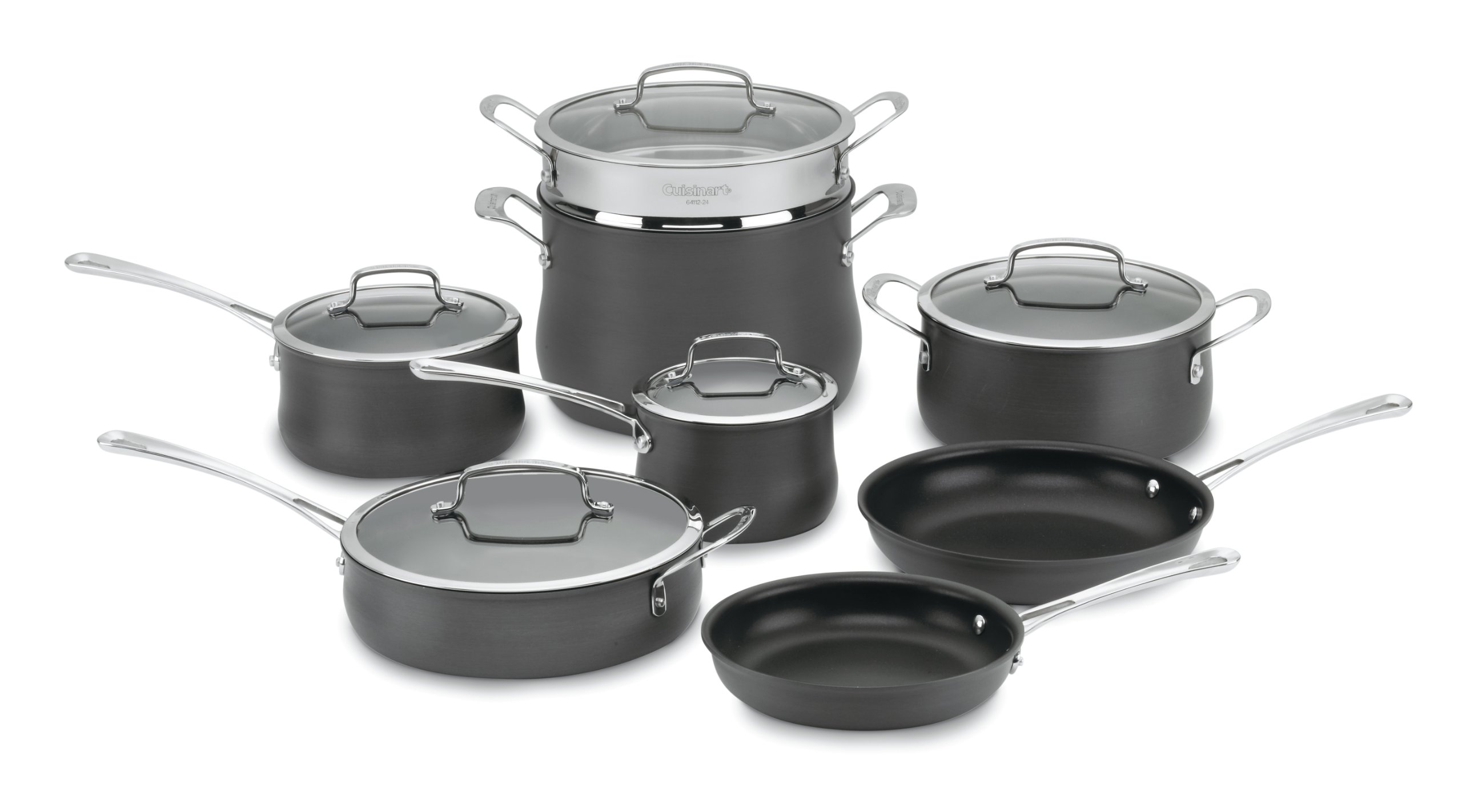 Cuisinart 64-13 13-Piece Hard Anodized Contour Stainless Steel Cookware Set & 15-Piece Kitchen Knife Set with Block - Professional Cutlery Set with Hollow Handle (C77SS-15PK) - Perfect for Home Cooking, Professional Chefs, and Kitchen Upgrades