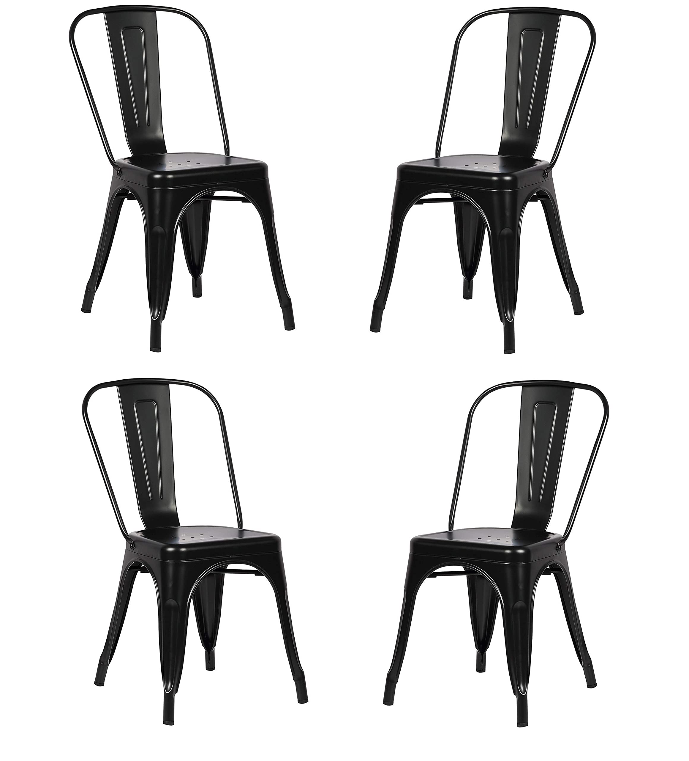**BubbleDragon Set of 4 Metal Dining Chairs - Indoor & Outdoor Use, Heavy-Duty Patio Chairs for Kitchen, Restaurant, Garden, or Backyard (Black) - Perfect for BBQs, Parties, and Outdoor Gatherings**