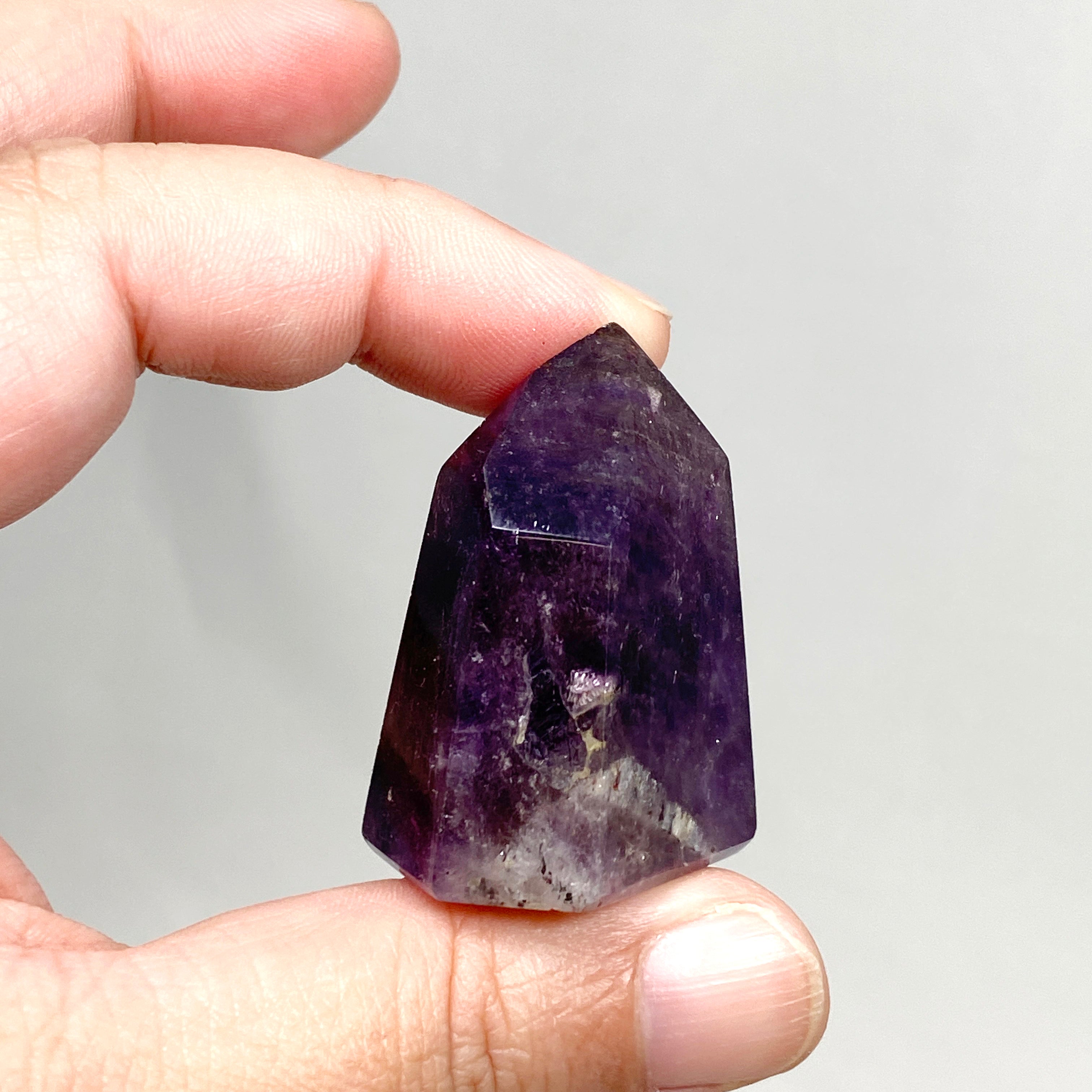 Natural Smokey Amethyst & Clear Quartz Crystal Point - Healing Stone for Meditation, Reiki, Chakra Balancing & Home Decor (CR3441) - Perfect for Spiritual Healing, Yoga Practice & Positive Energy