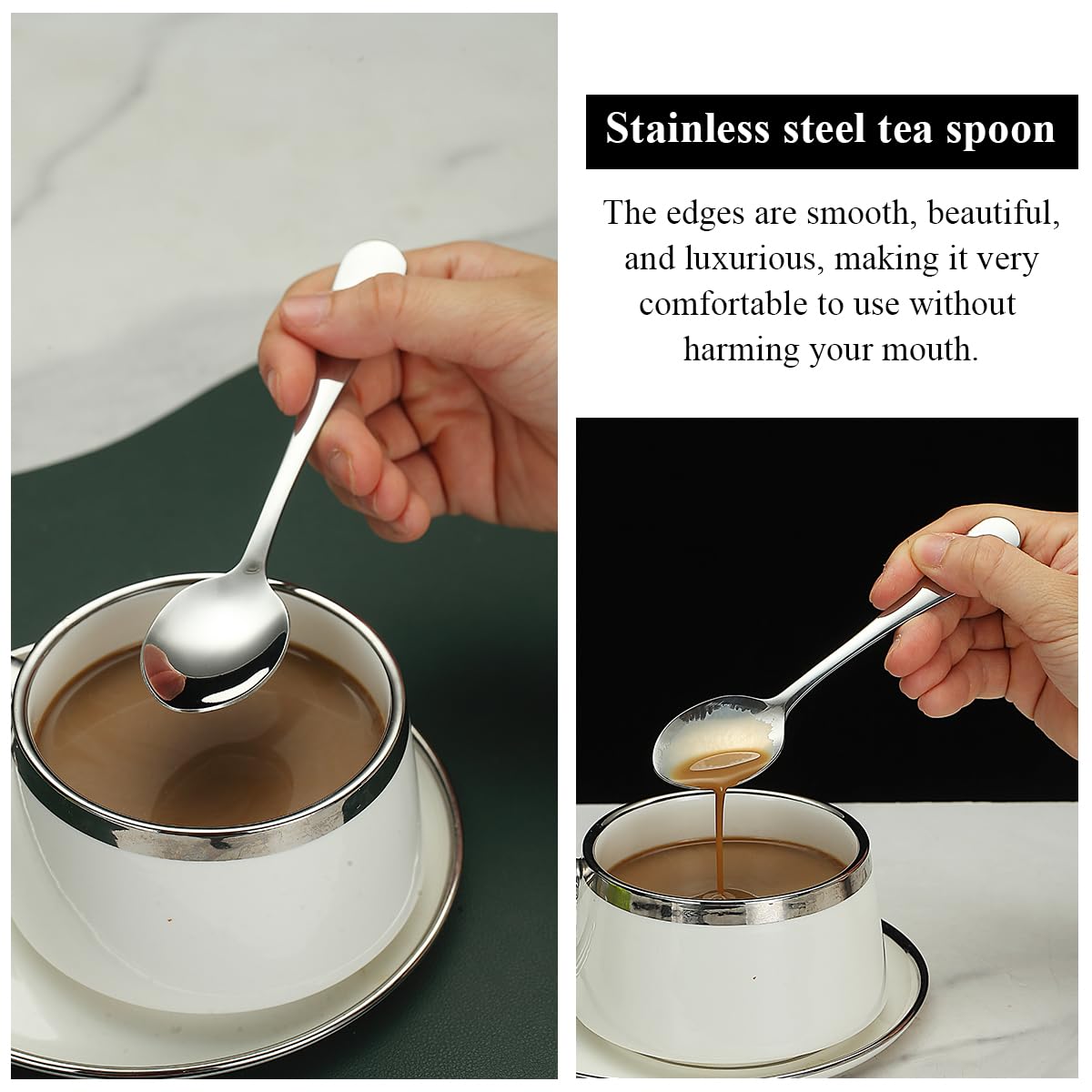 Evanda 12-Piece Stainless Steel Teaspoons Set - 14cm Elegant Tea Spoons for Coffee, Dessert, Salad & Cake - Dishwasher Safe Cutlery - Perfect for Tea Parties, Coffee Breaks & Fine Dining