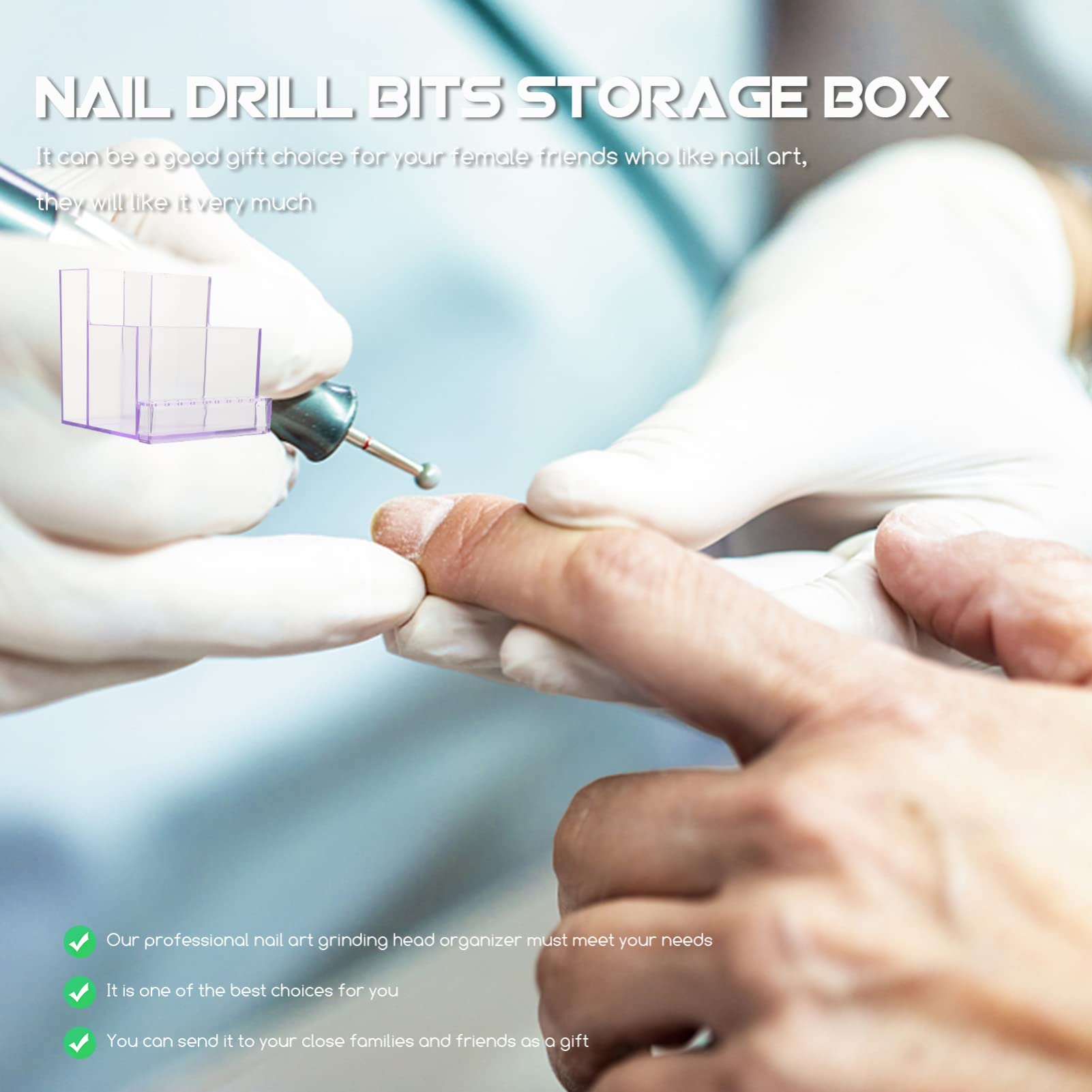 Professional Nail Drill Bits Holder & Organizer - Minkissy Electric Nail Drill Storage Case with Hole Filler | Durable Plastic Nail Art Tool Box for Salon, Home Manicure & Professional Use