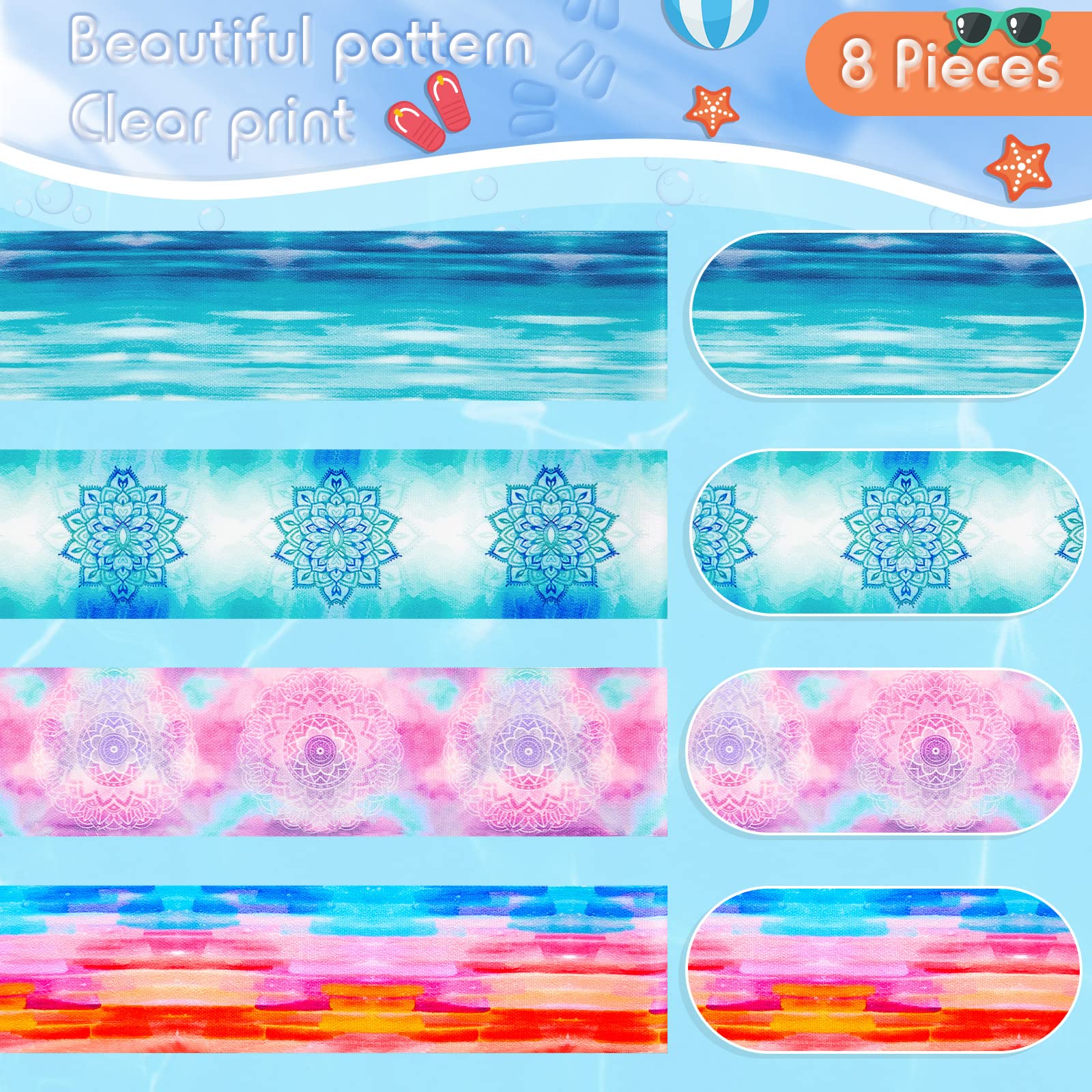 8-Pack Large Elastic Towel Bands for Beach Chairs - 15.75