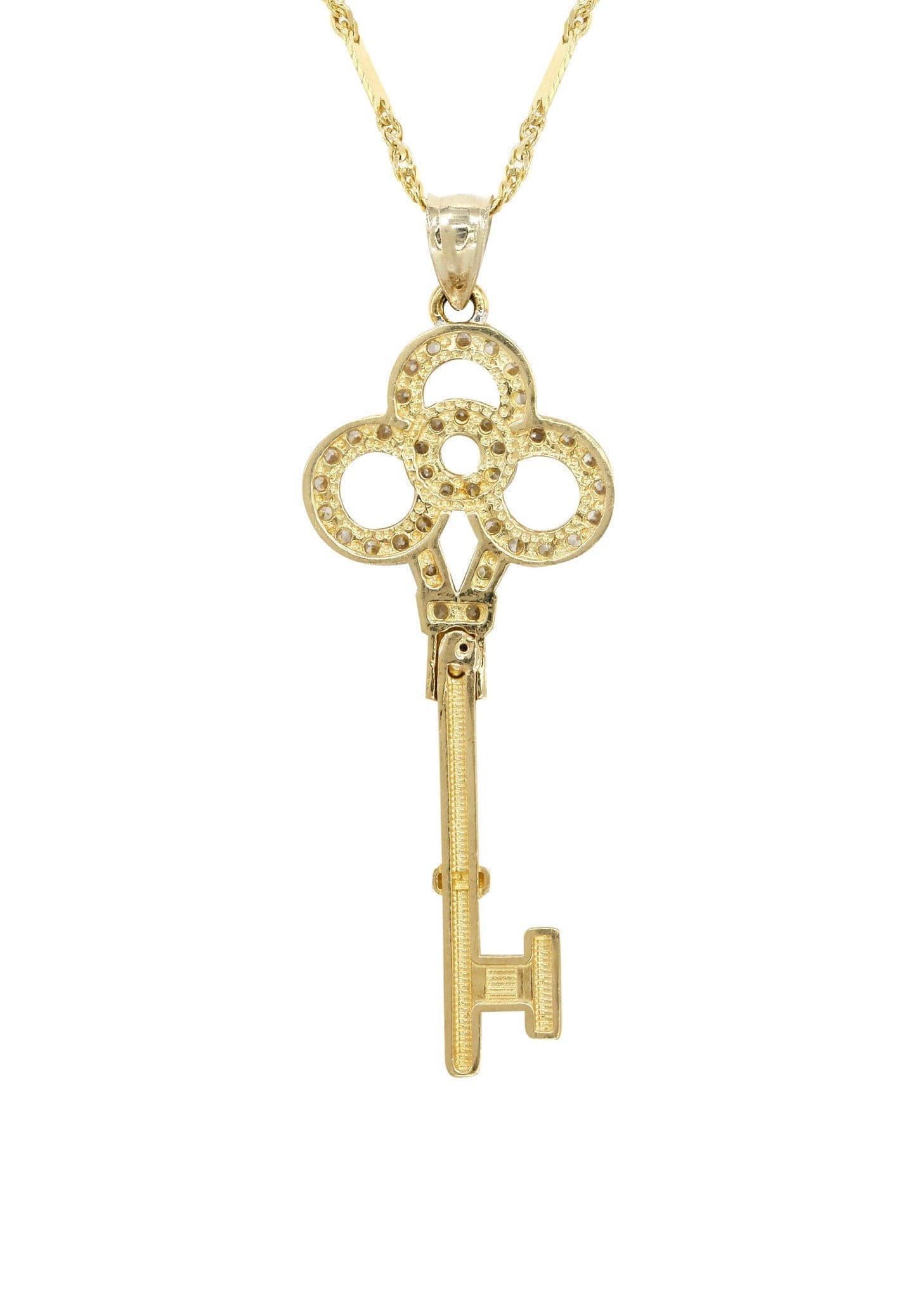 10K Yellow Gold Fancy Link Key Necklace for Women - 5.2 Grams Dainty Jewelry - Perfect for Everyday Wear, Gift Giving & Special Occasions