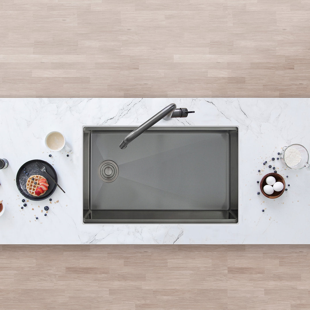 Versa33 S 613WNK 33-Inch Undermount Single Bowl Kitchen Sink in Graphite Black - Includes Accessories for Modern Home Cooking & Entertaining
