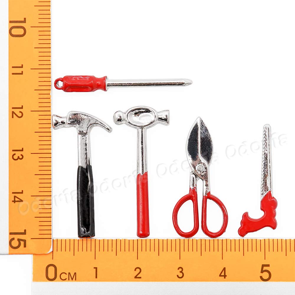 Odoria 1/12 Scale Miniature Toolbox Set with 8Pcs Tools - Realistic Dollhouse Garage Accessories for DIY Model Building, Miniature Scenes & Collectors