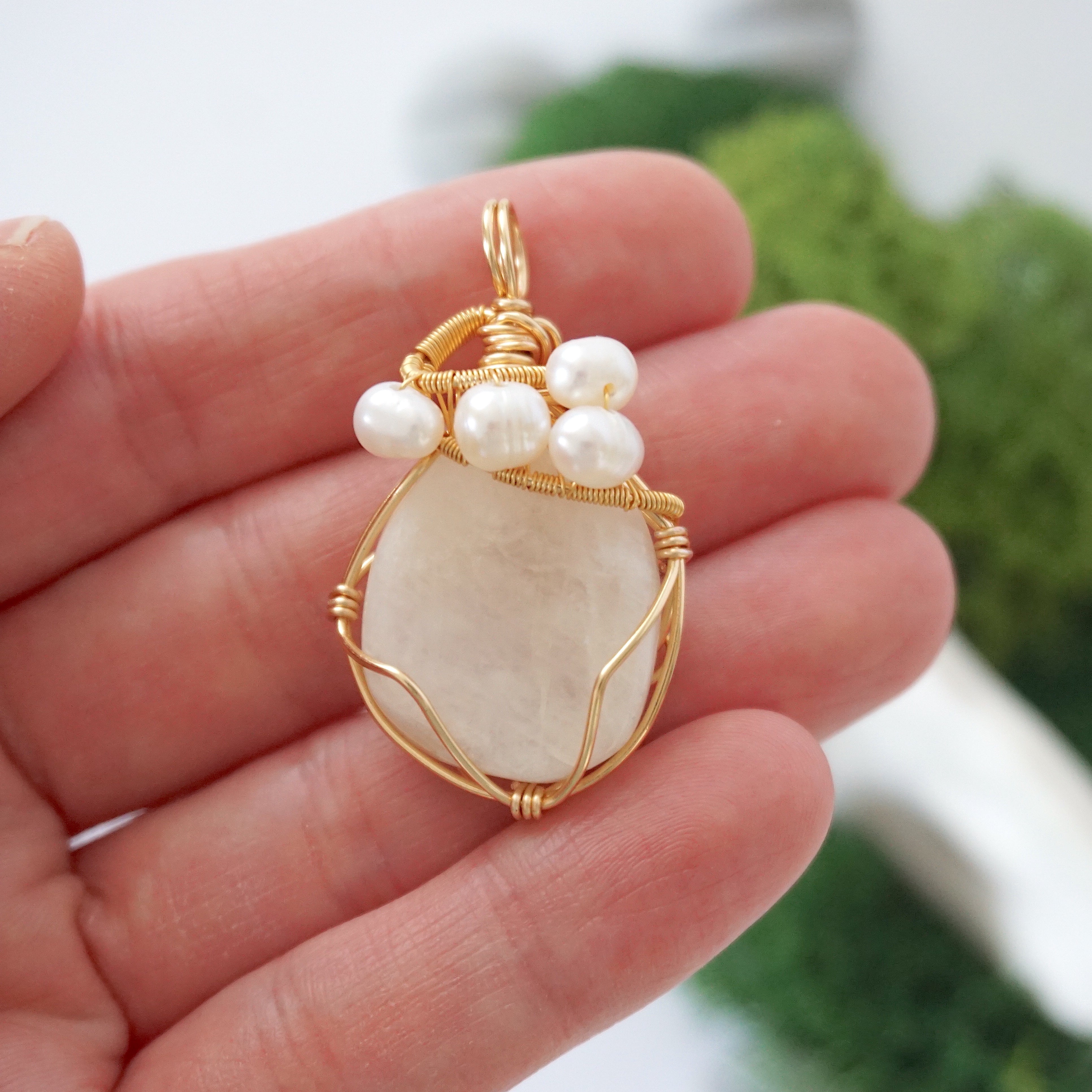 Moonstone and Pearl Necklace - 14K Gold Plated Elegant Jewelry for Women, Perfect for Weddings, Parties & Special Occasions