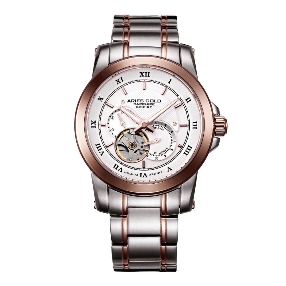 ARIES GOLD AUTOMATIC INFINUM FORZA Silver Stainless Steel Men's Watch - G 9001 2TRG - Premium Luxury Timepiece for Business, Formal & Everyday Wear