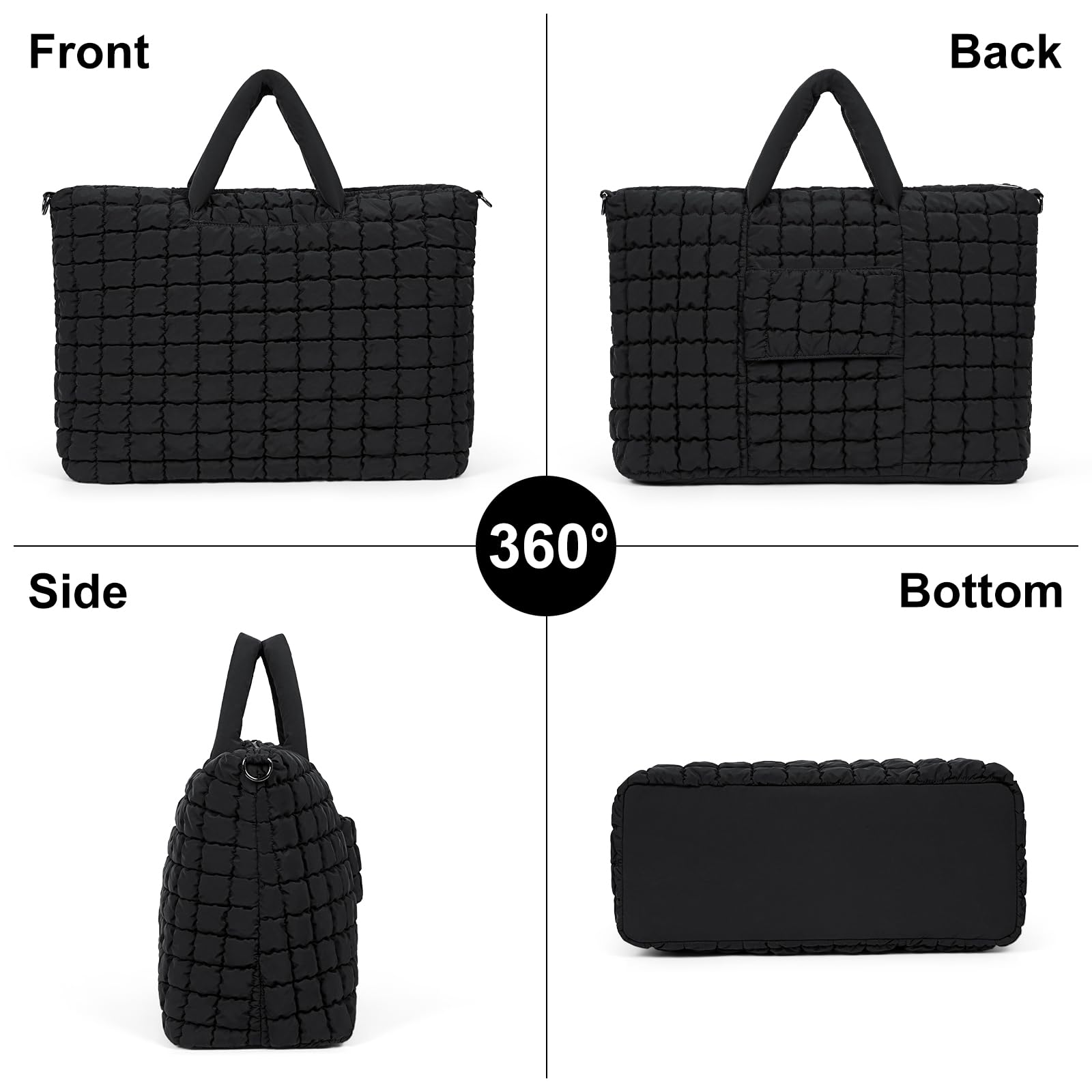 Quilted Duffle Bag for Travel - Large Puffer Weekender & Gym Tote for Carry-On Luggage & Overnight Trips